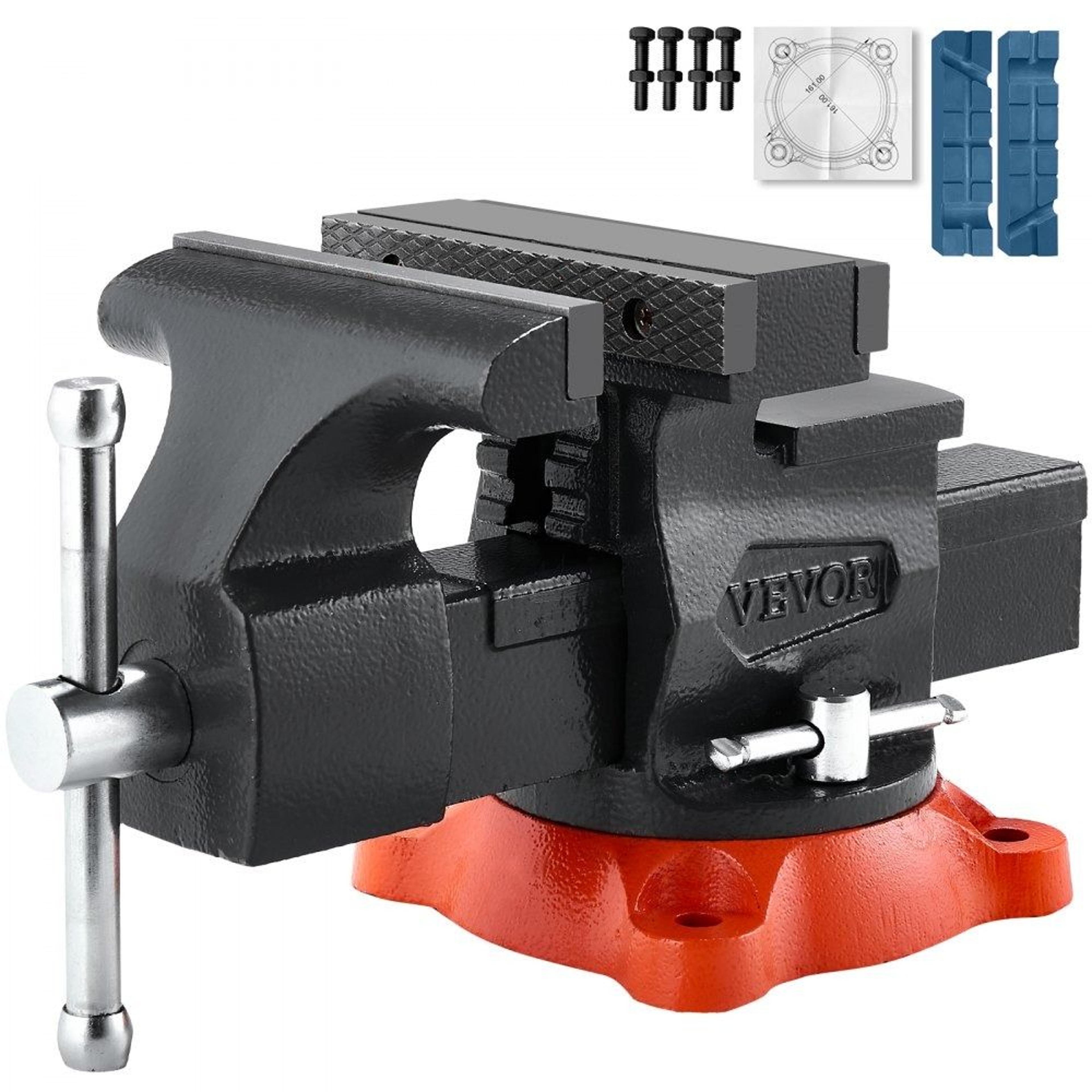 heavy duty 5.5 inch bench vise with 360 degree swivel base and two way jaws