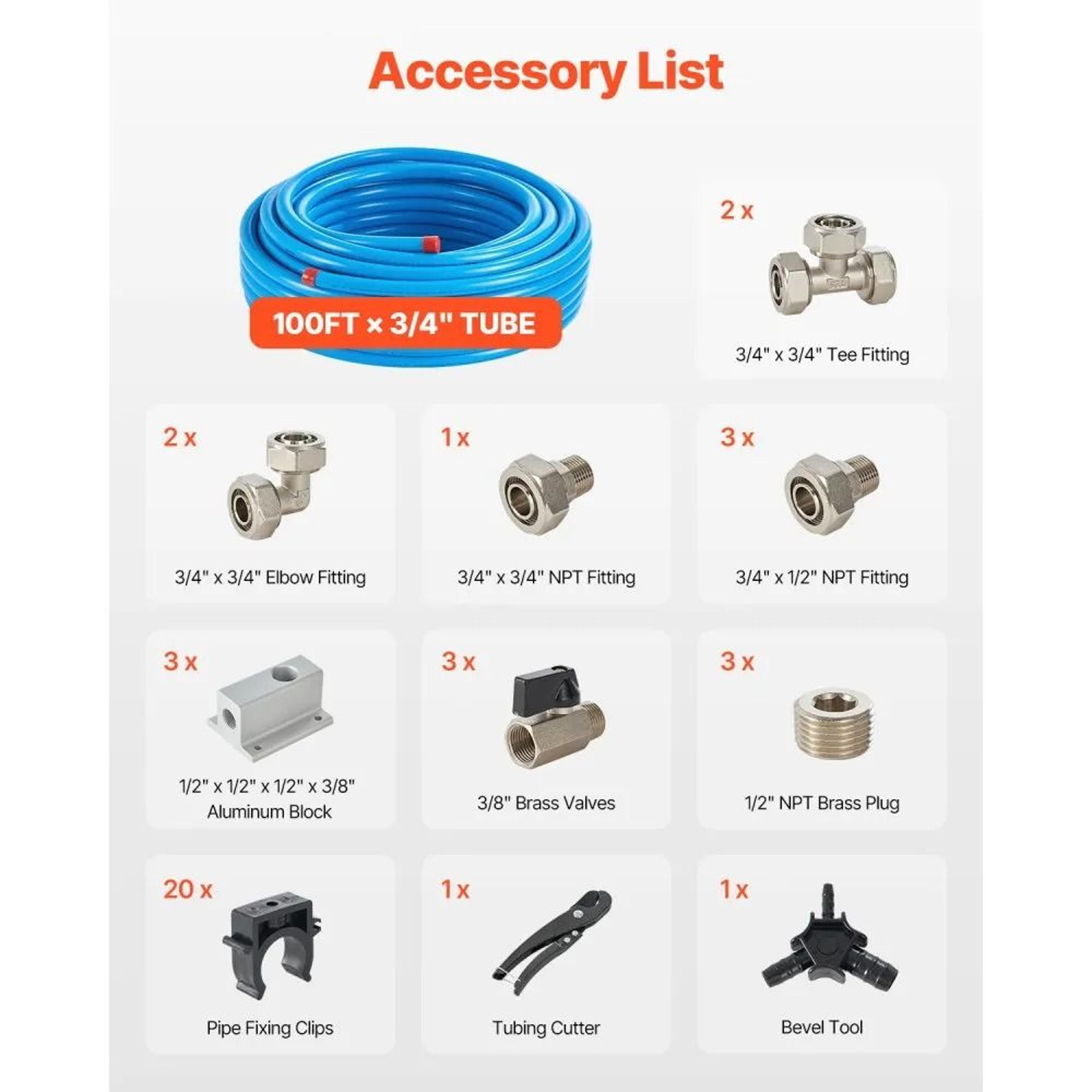 100 Ft Compressed Air Line Kit With 34 Inch HDPE Aluminum Tubing 5