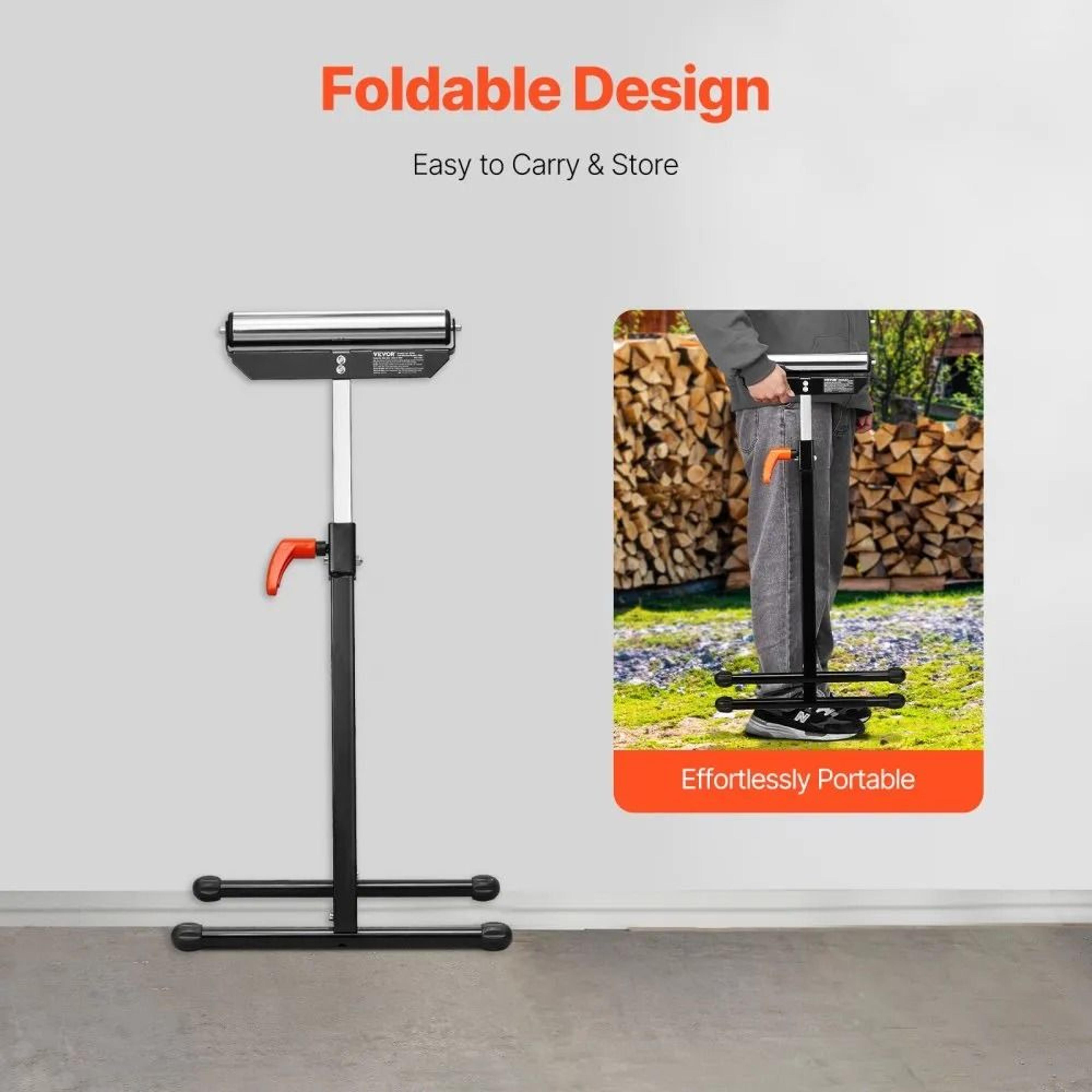 2Pack Adjustable Roller Stands With 135 Lb Capacity And Folding Steel Design 3
