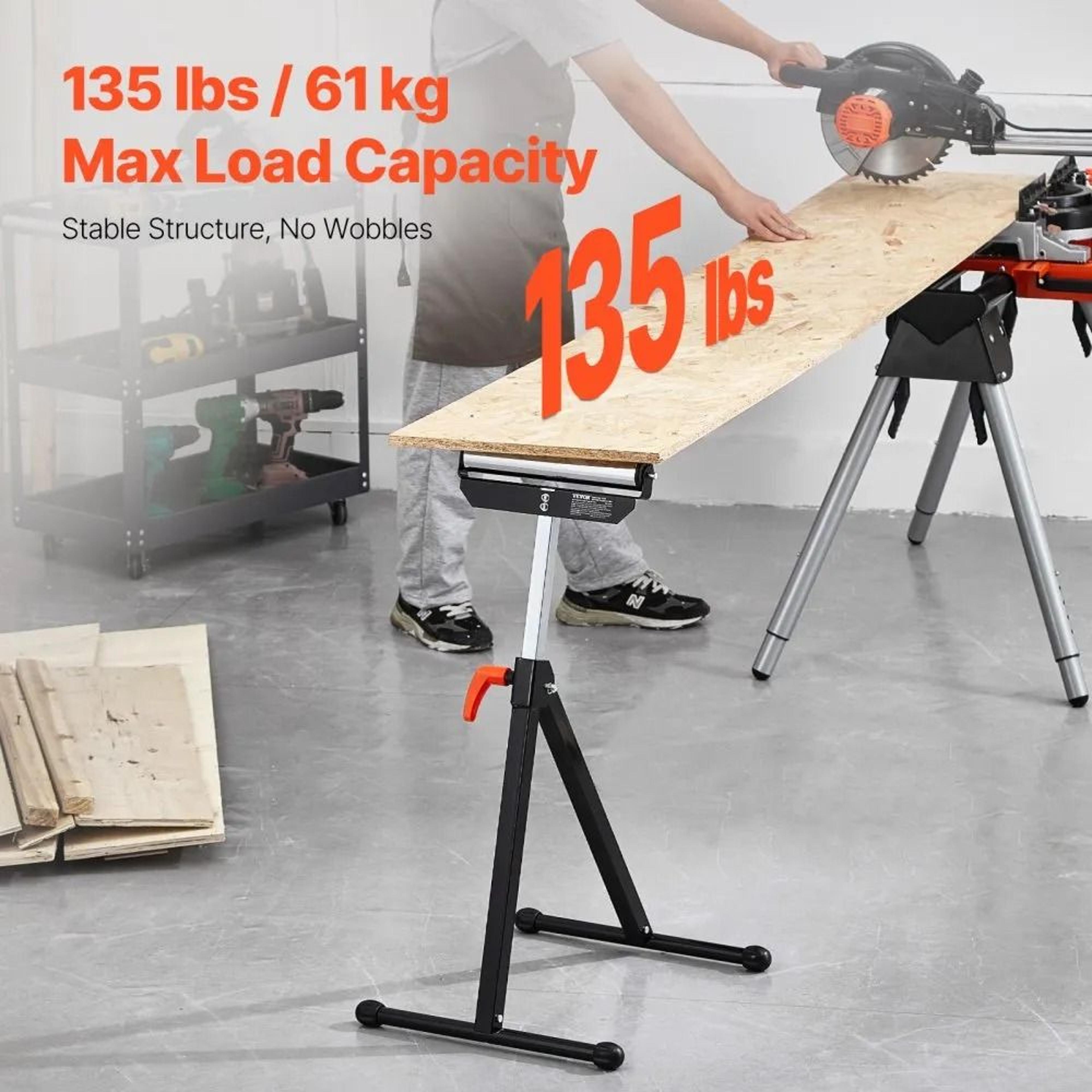 2Pack Adjustable Roller Stands With 135 Lb Capacity And Folding Steel Design 1