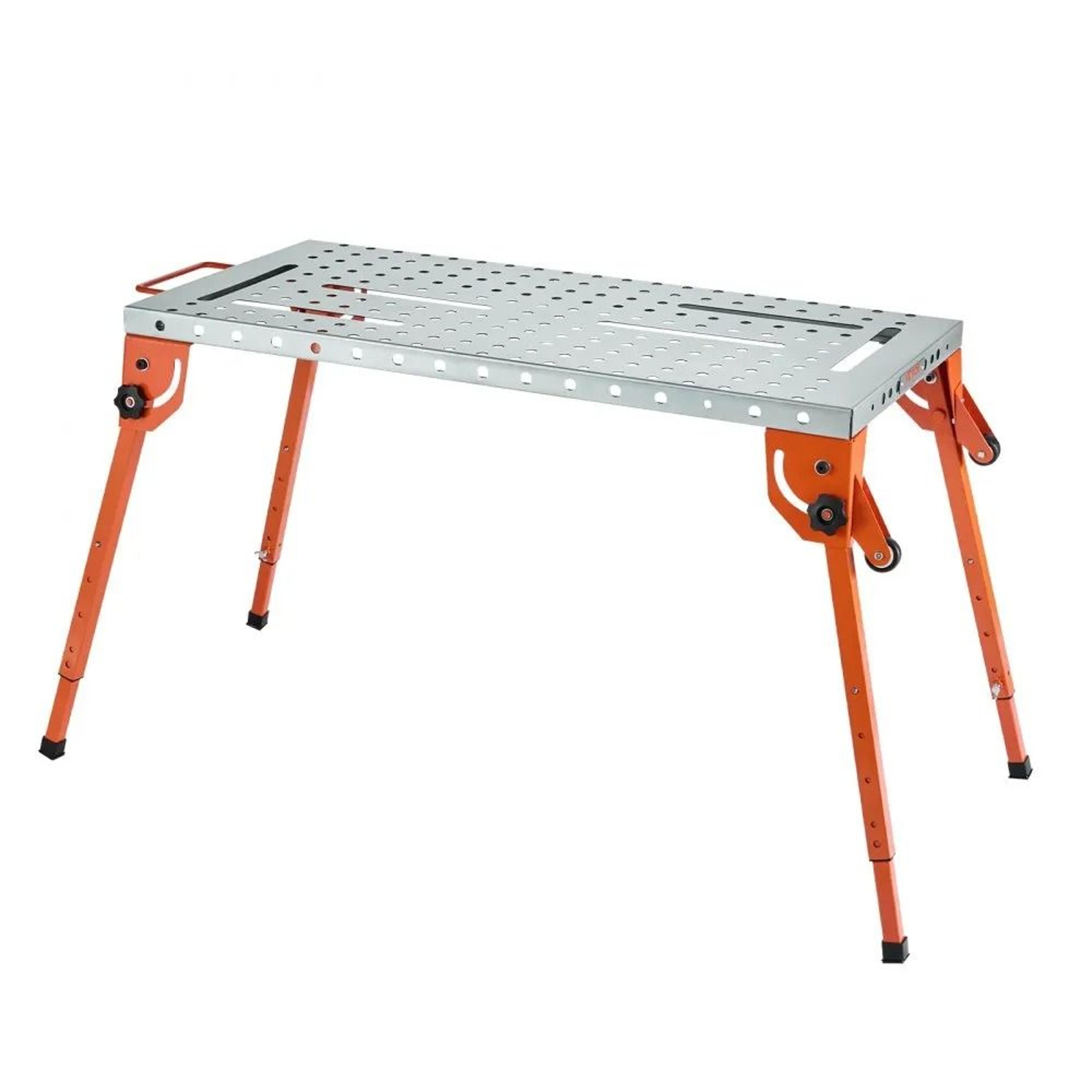 foldable welding table with 500 lb capacity and 4-level adjustable height