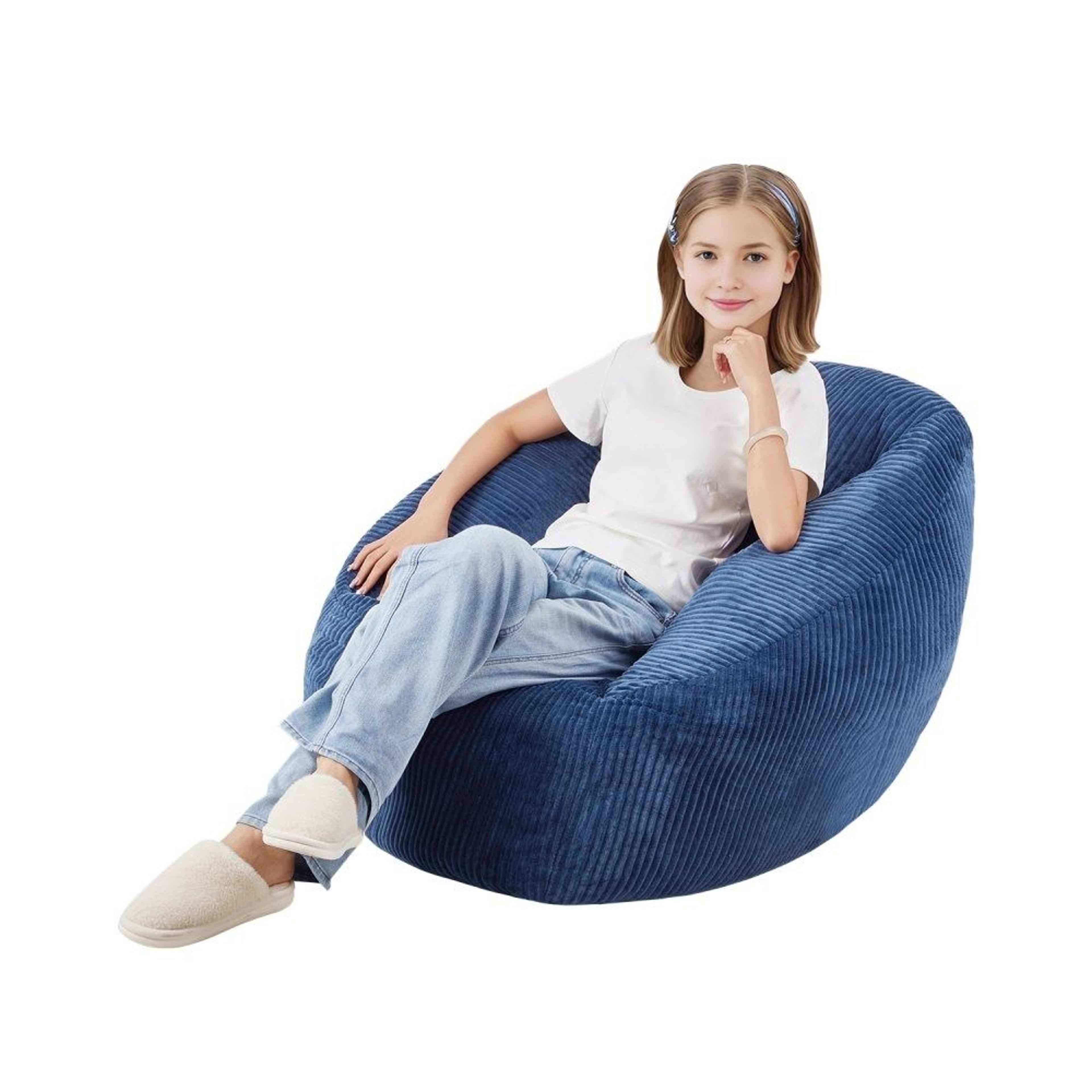3 foot memory foam bean bag chair with soft armrests and storage pocket