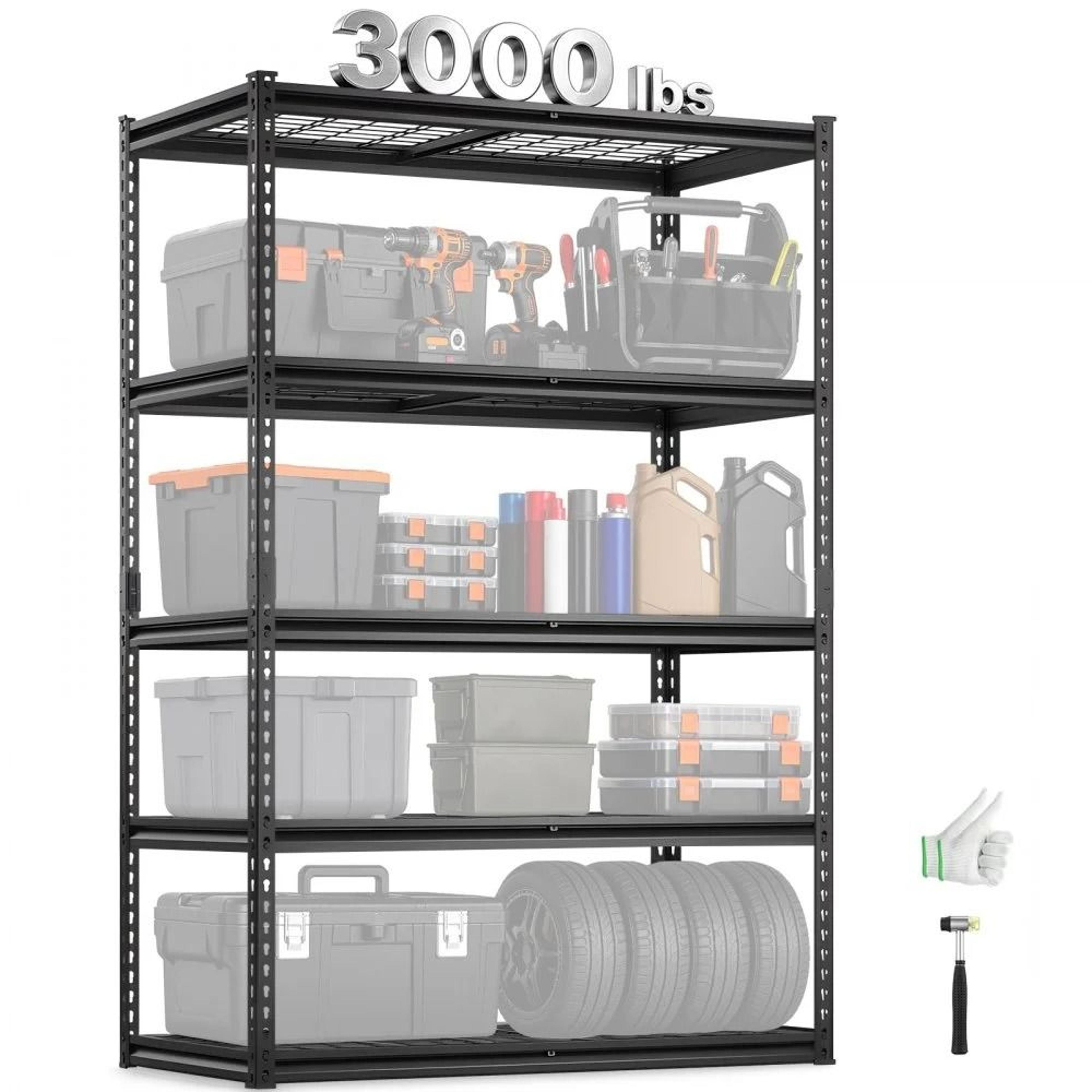 heavy duty 5 tier garage storage shelving with adjustable metal shelves 3000 lb capacity