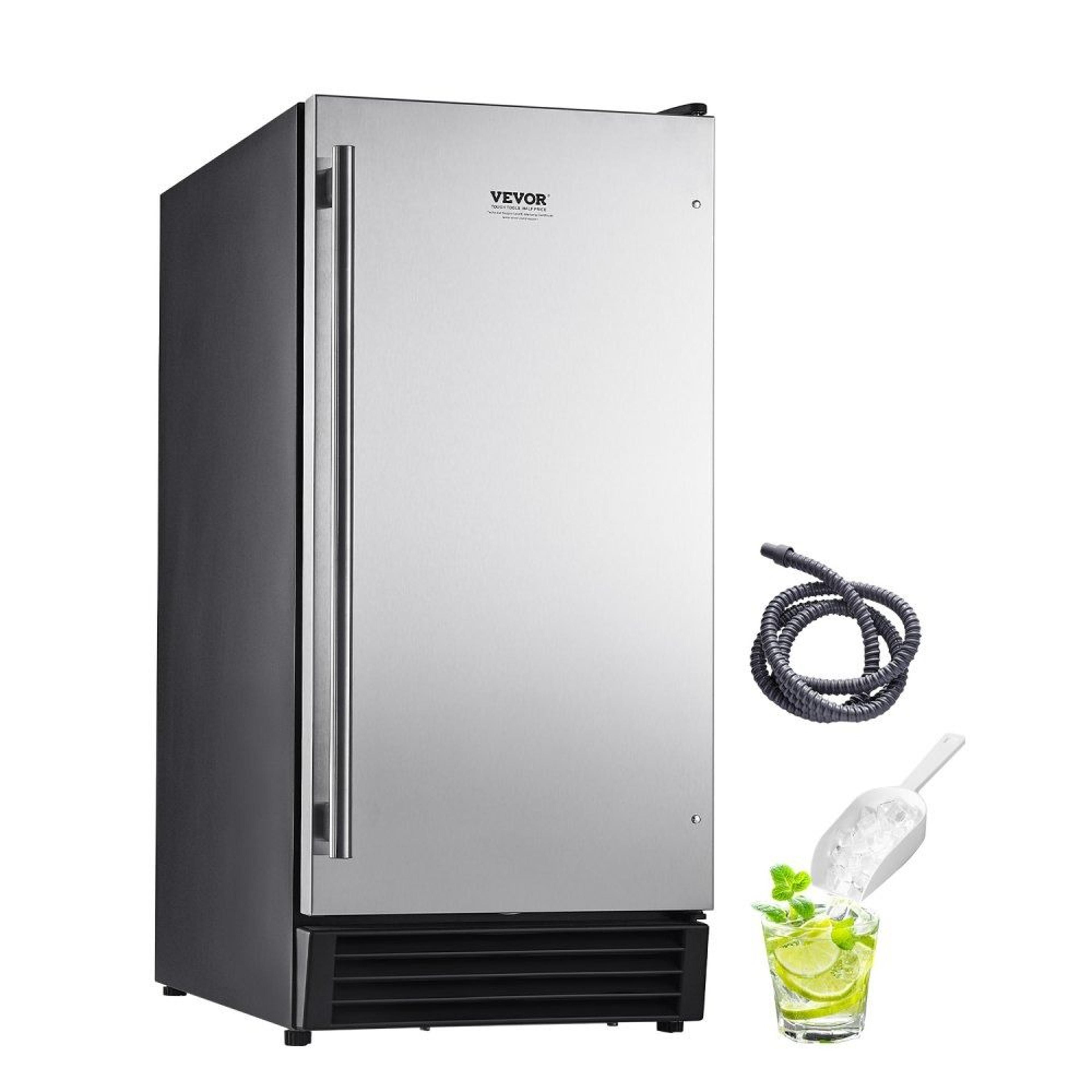 undercounter ice maker with drain pump 50 lb daily capacity and reversible door