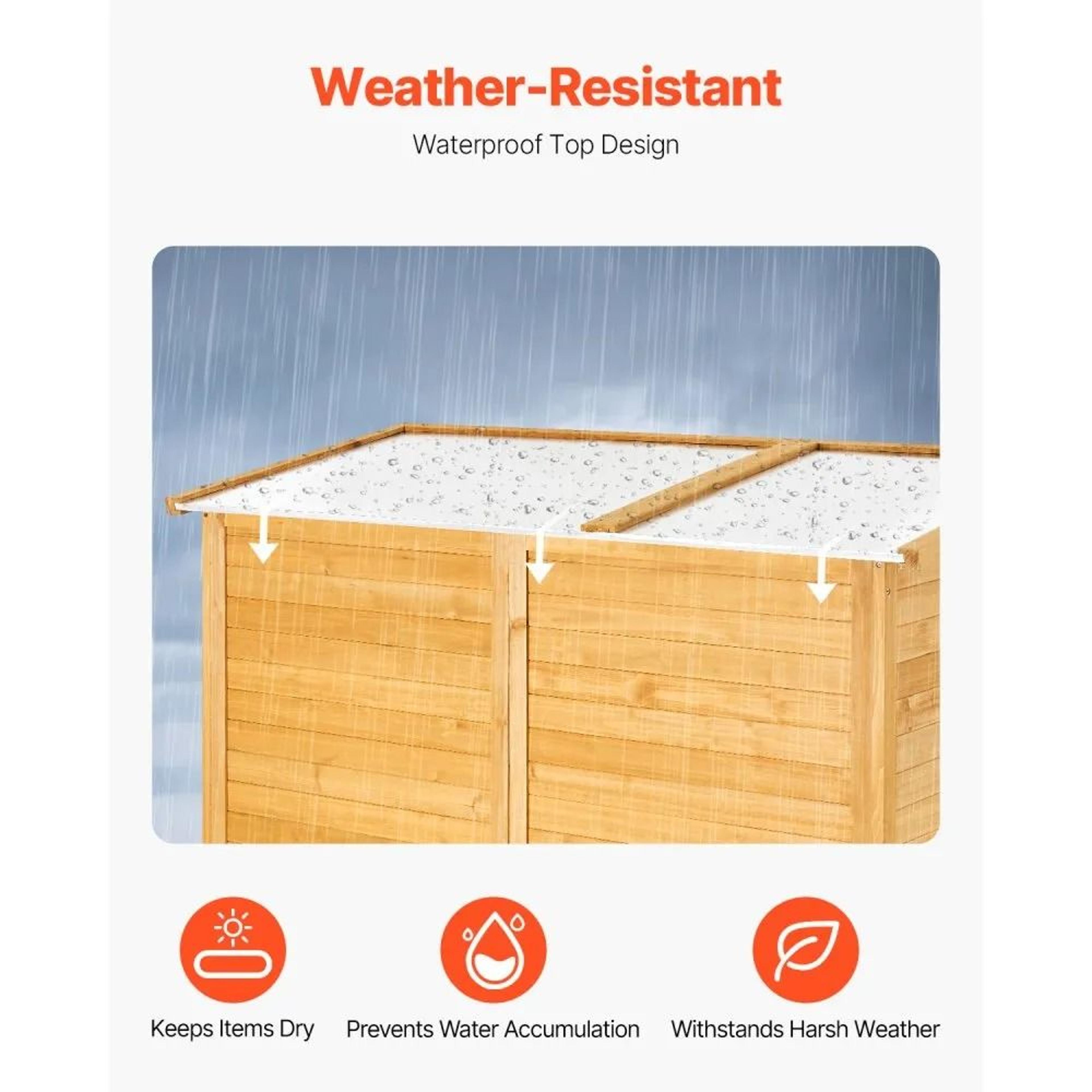 Outdoor Cedar Wood Storage Shed With 4 Shelves And Waterproof Sloped Roof 5