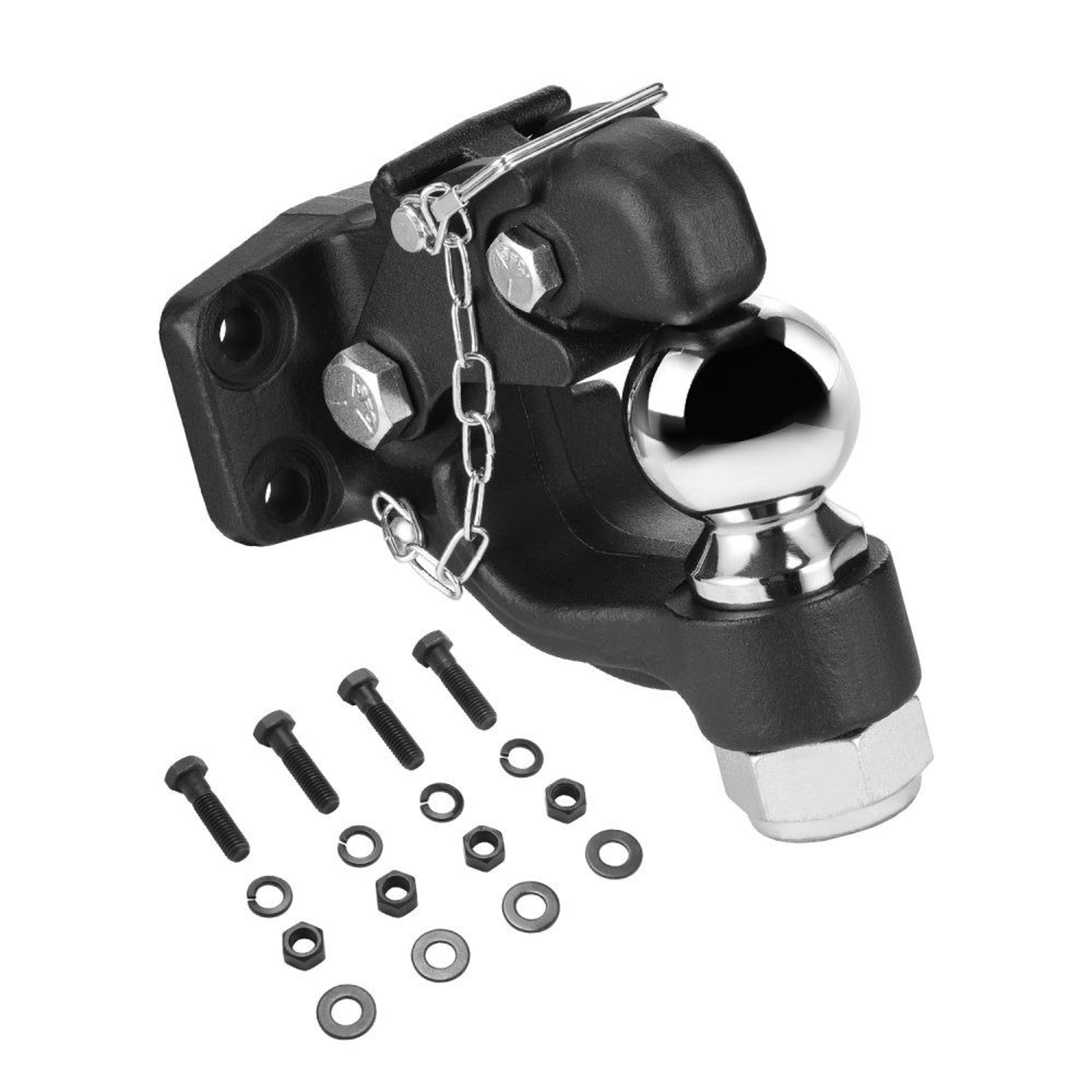 20000 lb pintle hook with 2-5/16 inch hitch ball for 2.5 to 3 inch lunette rings