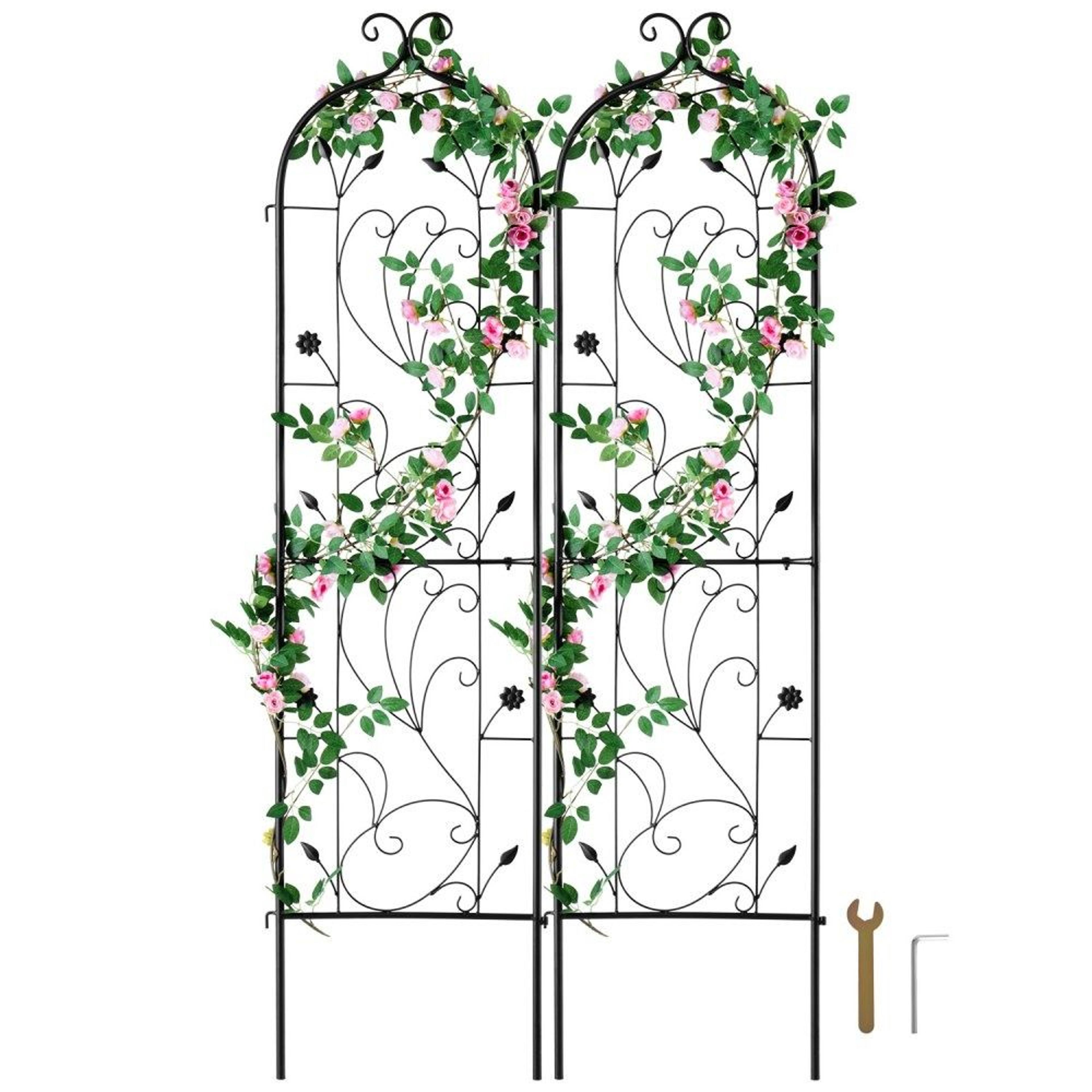 metal garden trellis for climbing plants 2 pack 60 x 15 in powder coated plant support
