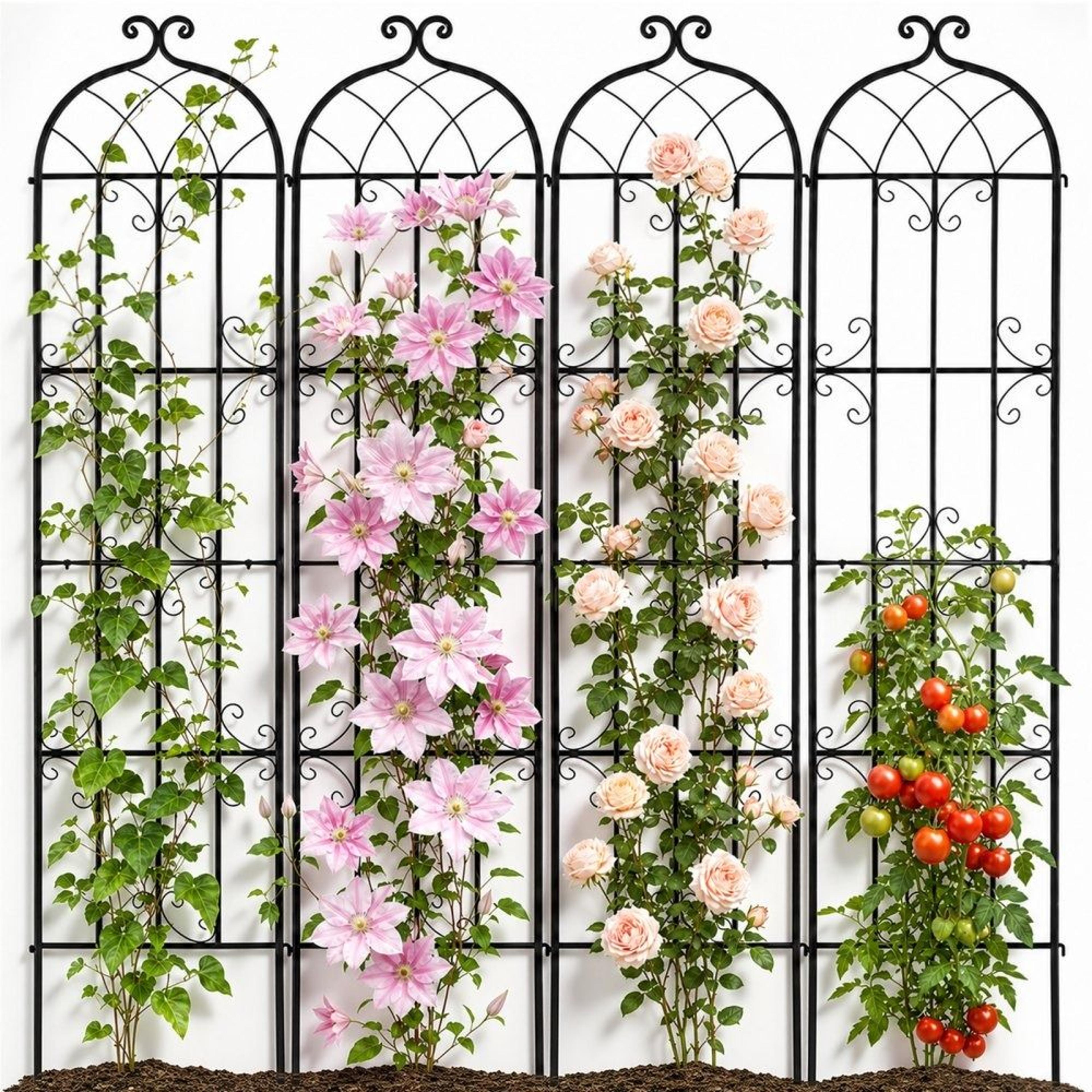 4 pack metal garden trellis for climbing plants 86.6 x 20 inch rust resistant plant support