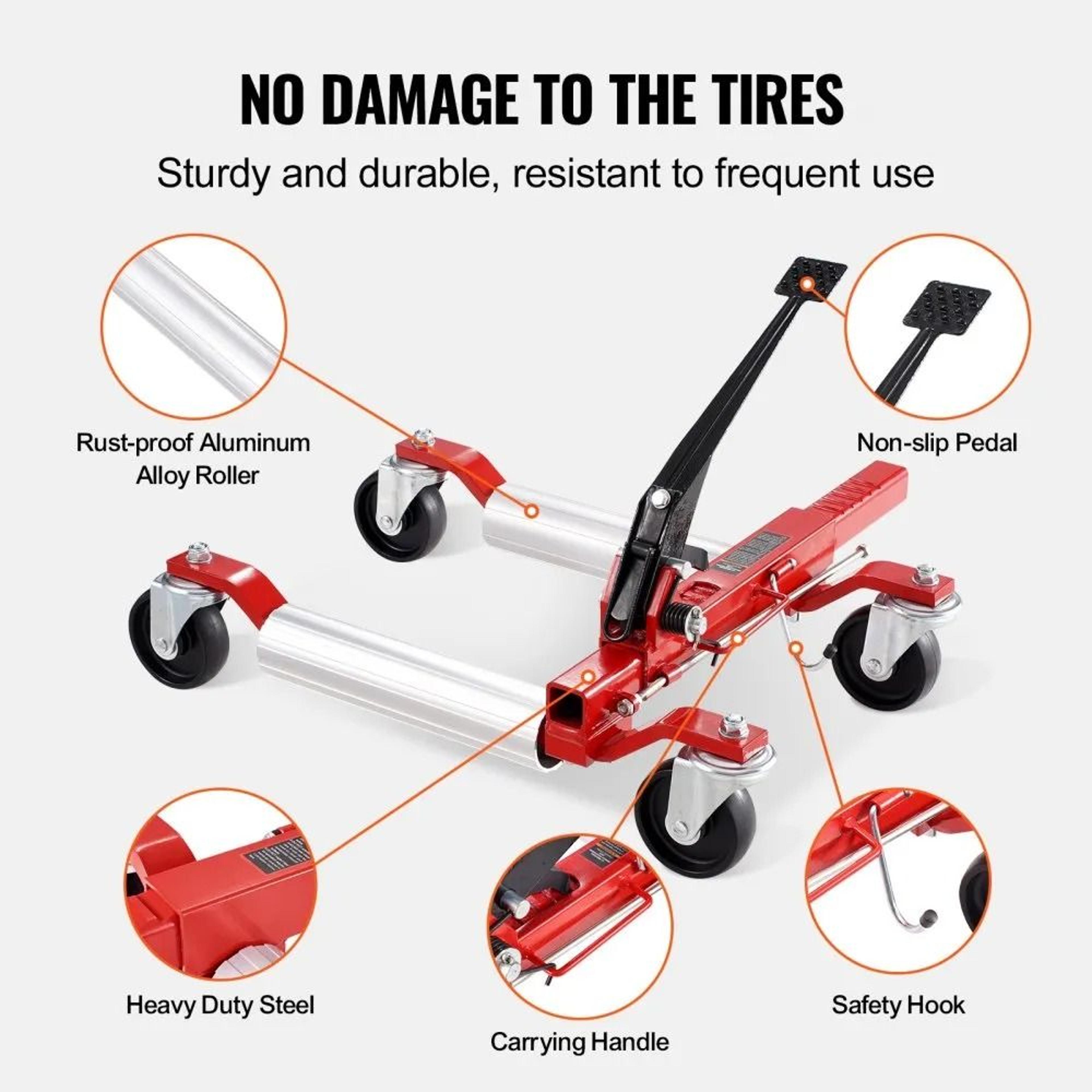 Heavy Duty 1500 Lb Wheel Dolly With Foot Operated Ratchet Lift And 4 Inch Casters 5