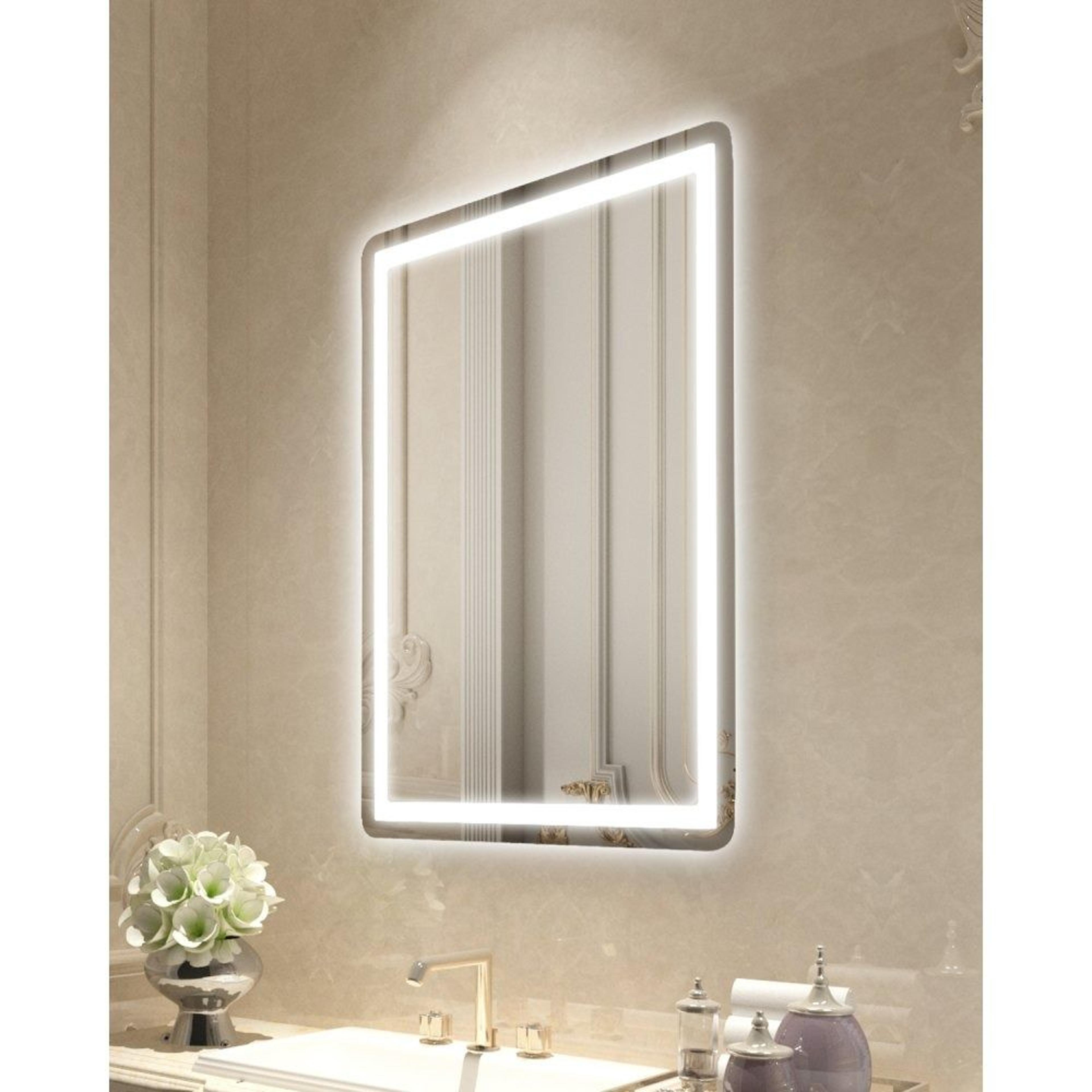 24 x 32 led bathroom vanity mirror with frontlit backlit lighting and anti-fog function
