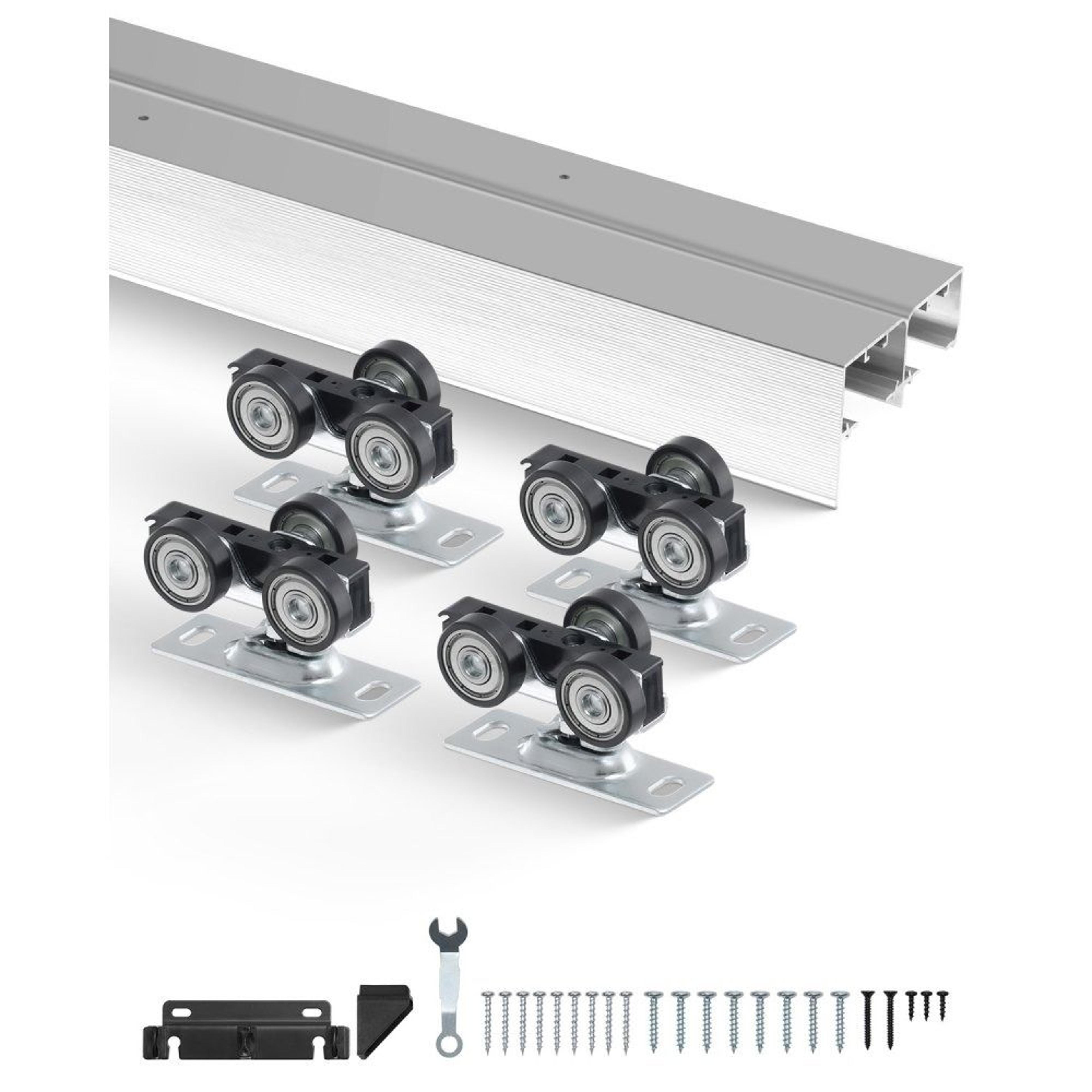 5ft heavy duty bypass sliding closet door hardware kit for 2 doors