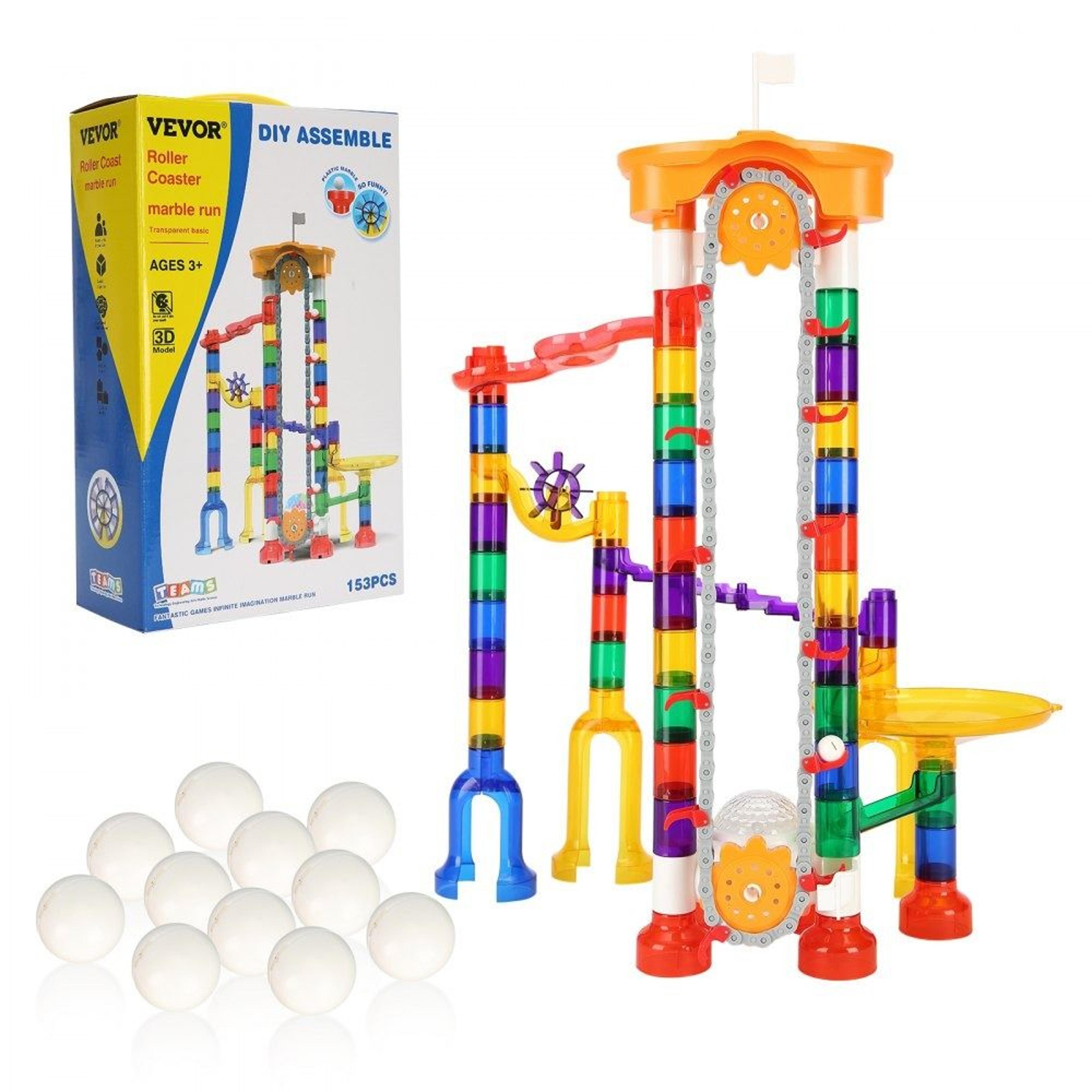 motorized elevator marble run set 153 piece maze stem building toy