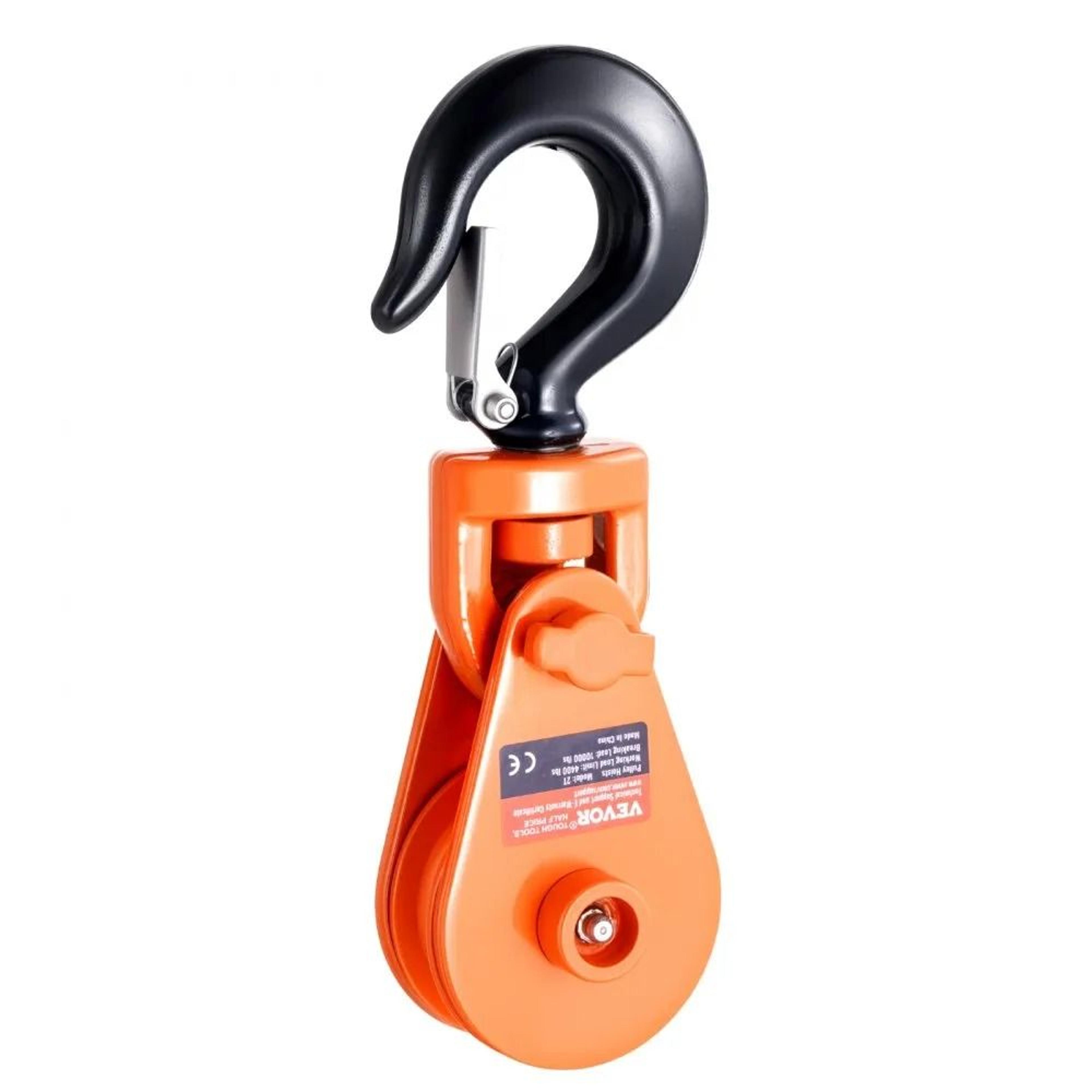 2 ton heavy duty snatch block pulley with 360 swivel hook for 3/8 inch wire rope