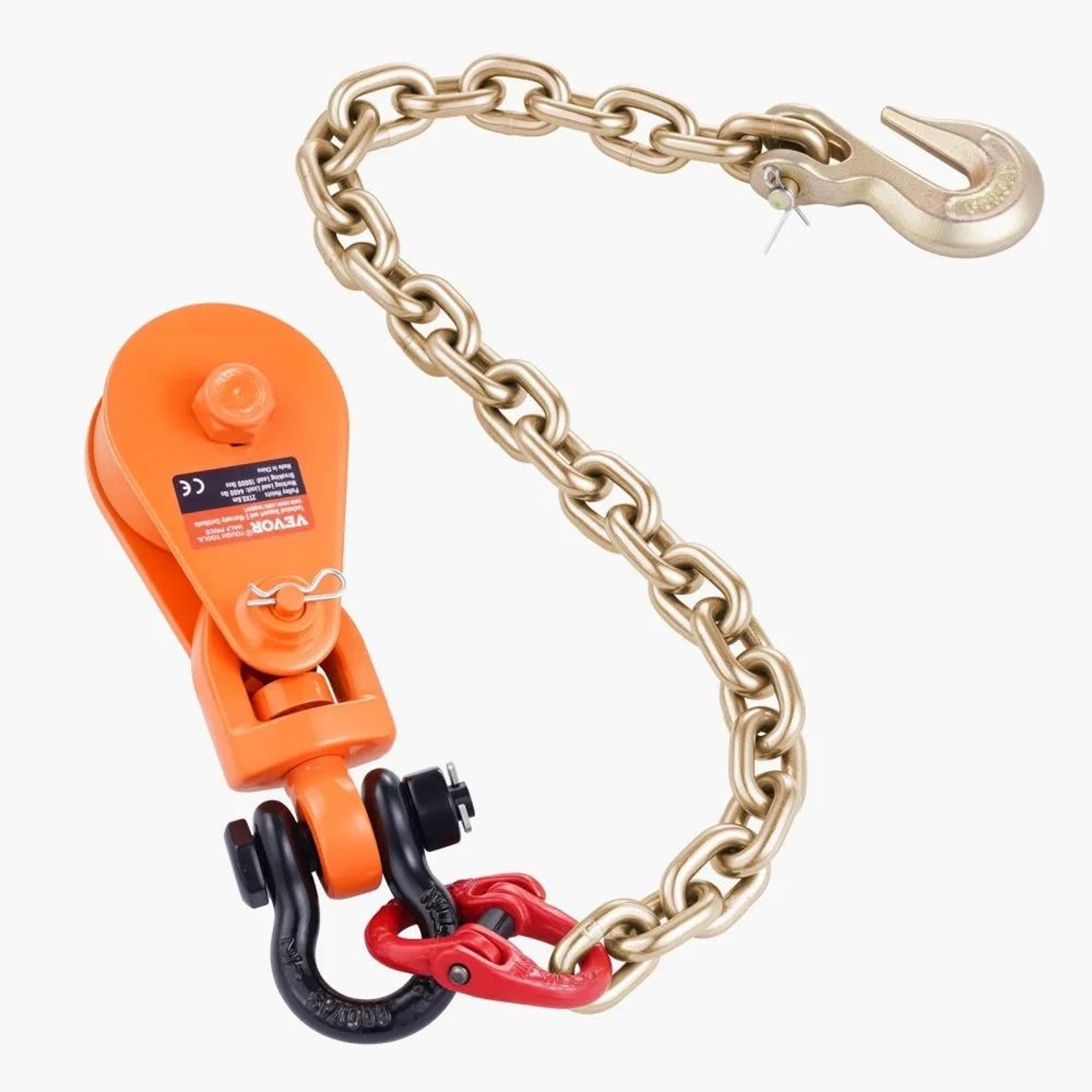 2 ton snatch block with g80 chain swivel shackle and 3 inch sheave for wire rope