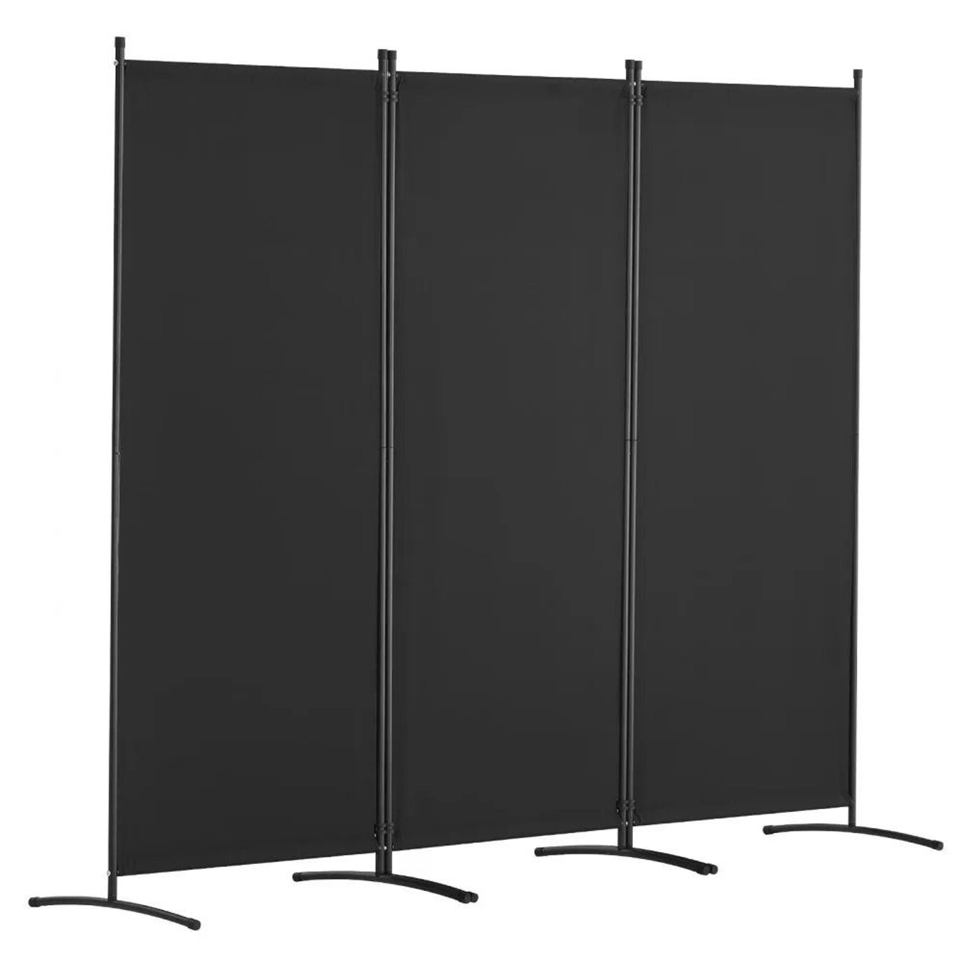 3 panel folding fabric room divider and privacy screen with carbon steel frame