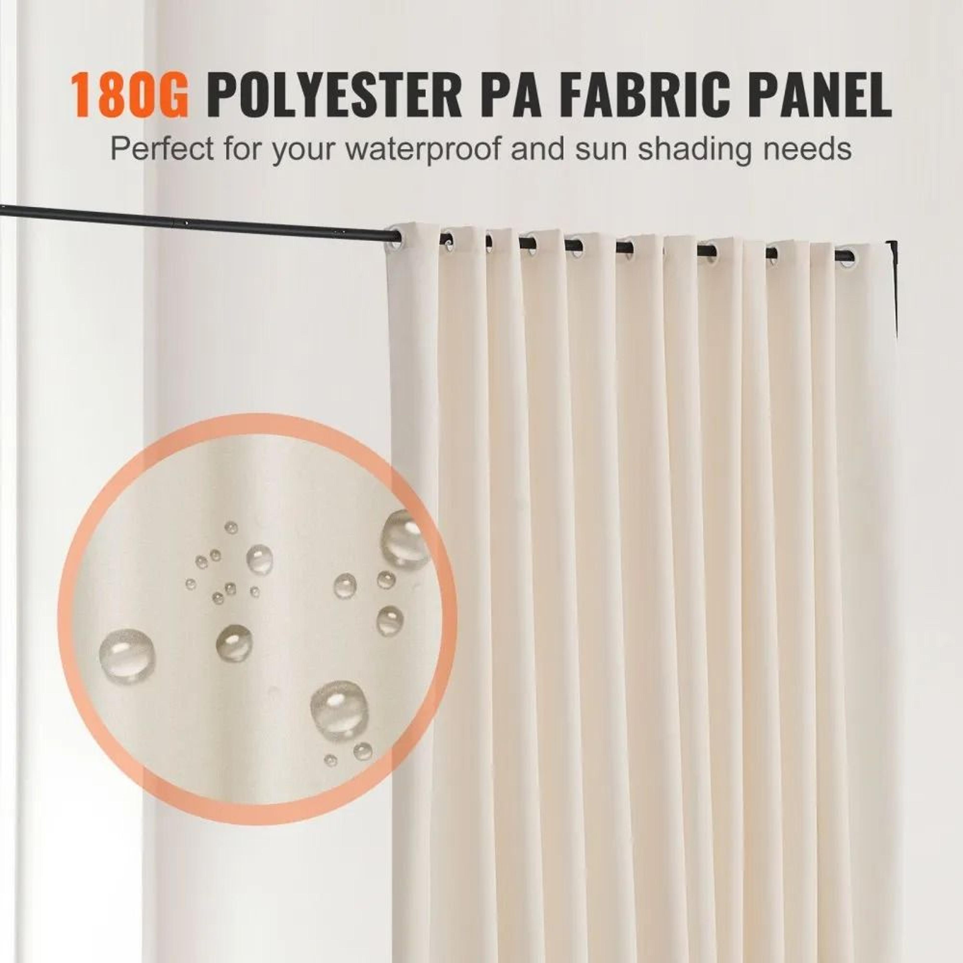 Portable Panel Room Divider With Wheels Freestanding Privacy Screen Curtain Stand Beige 1