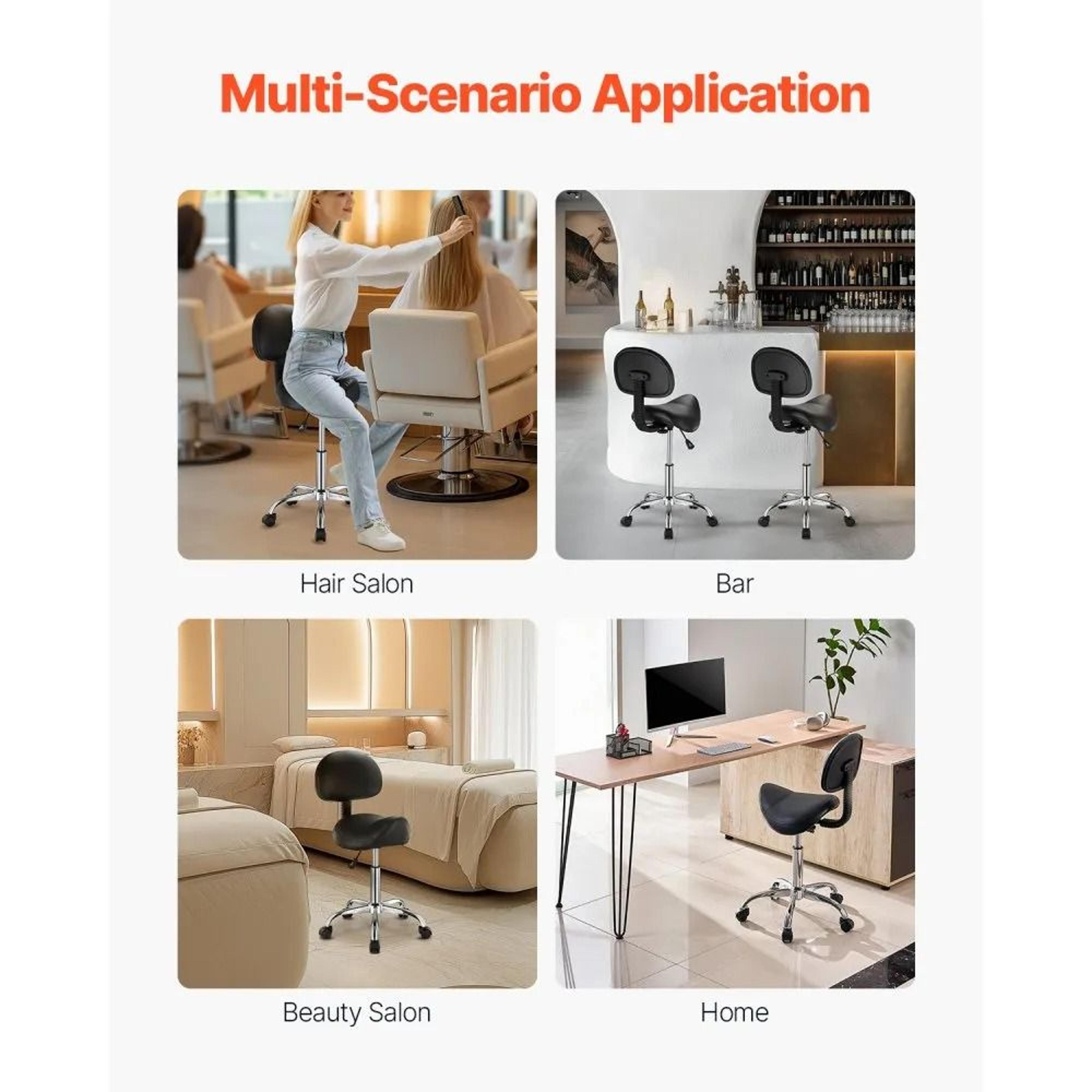 Ergonomic Adjustable Saddle Stool With Backrest And Rolling Wheels 6