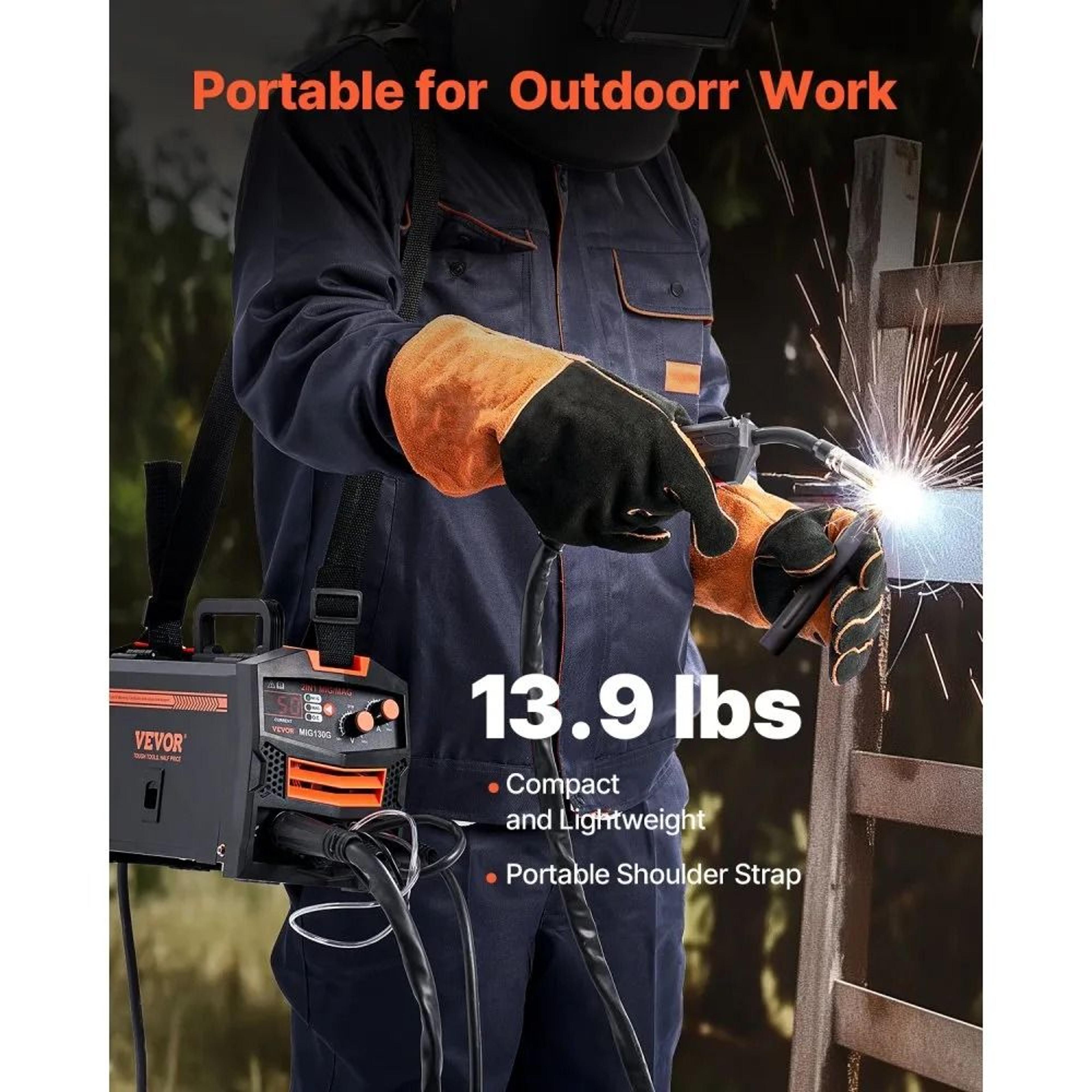 130A Synergic MIG Welder 110V Portable 2in1 Gas And Flux Core Welding Machine 3