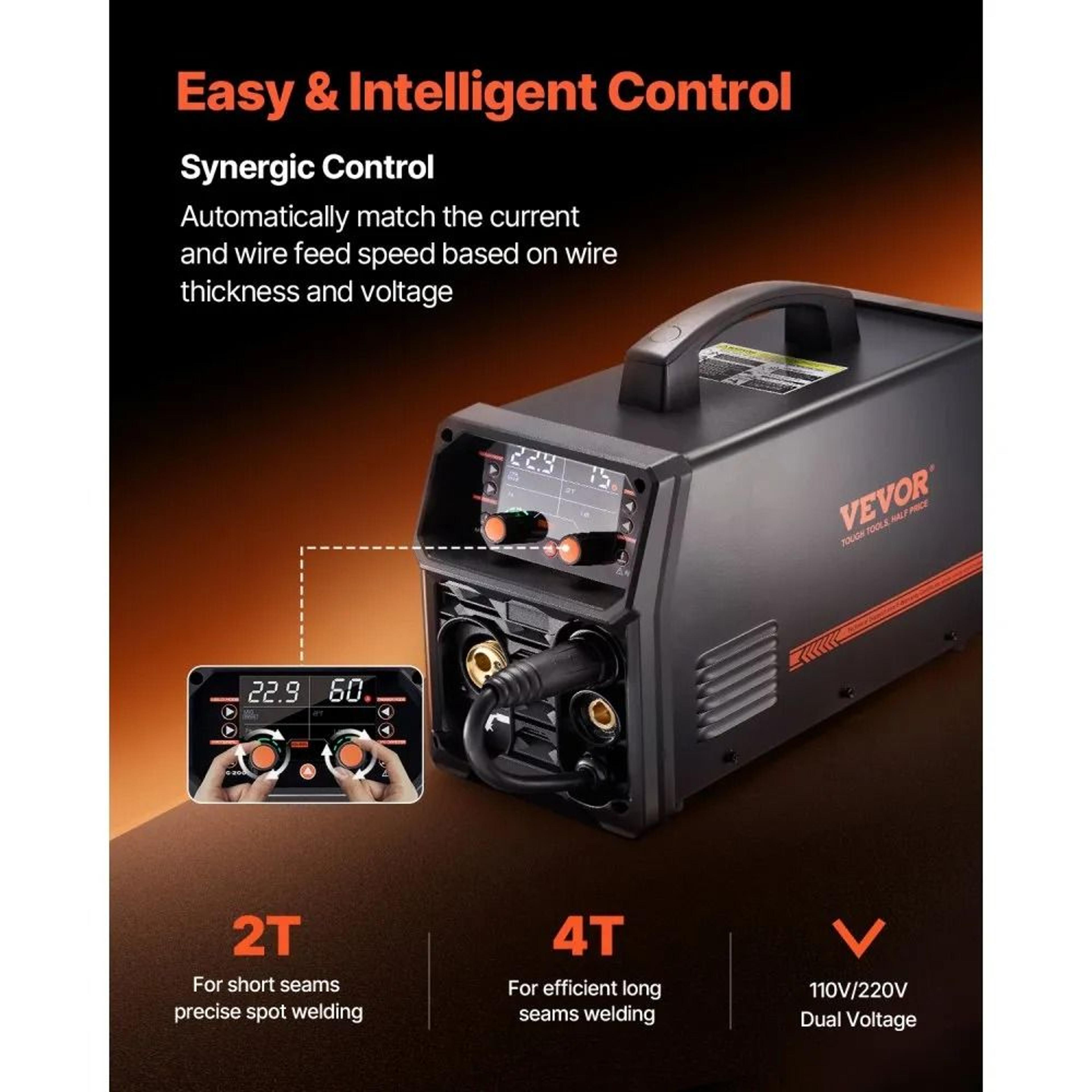200A 4in1 MIG Welder With Synergic Control And 110V220V Dual Voltage 4