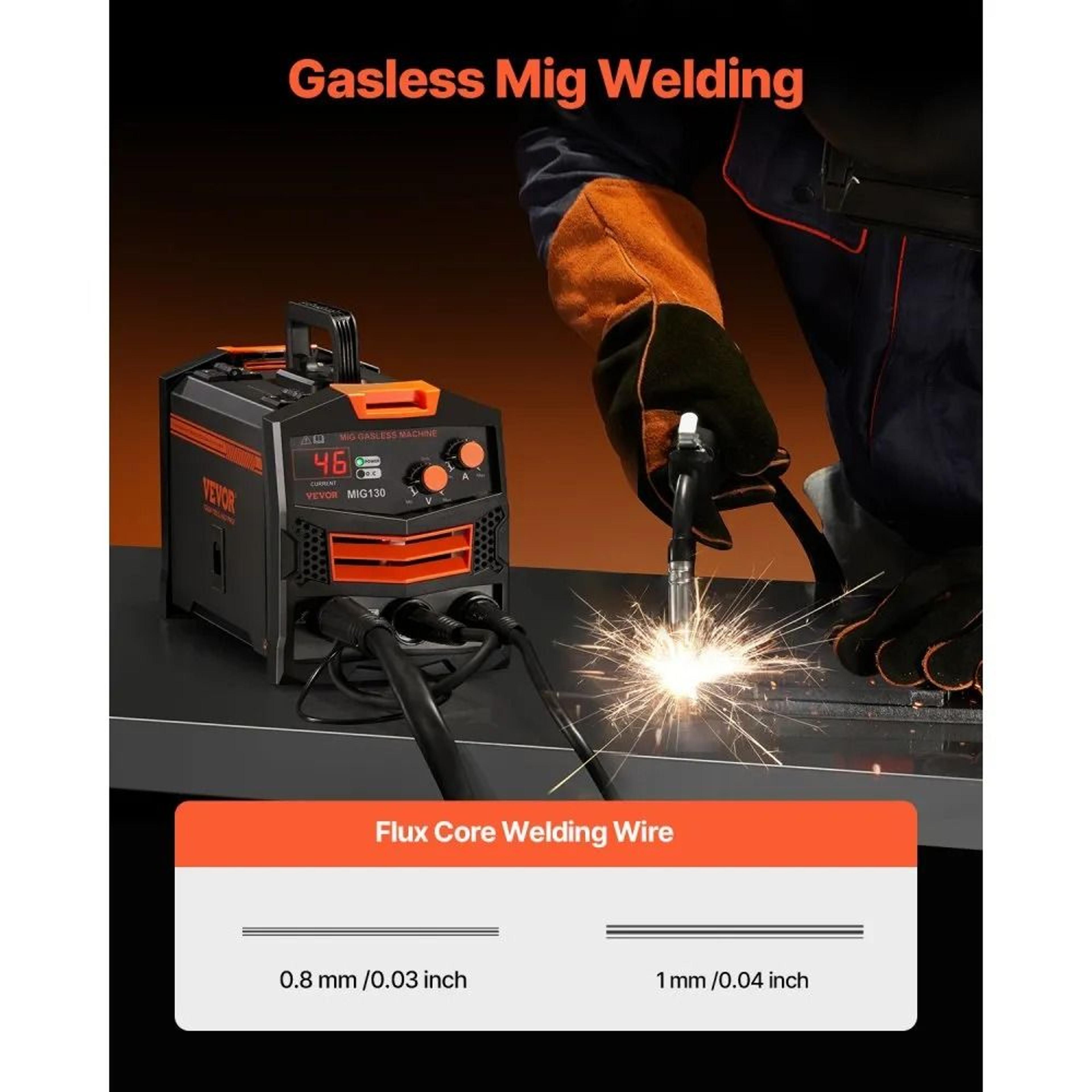 130A Gasless MIG Welder With Synergic Control And Digital Display 6