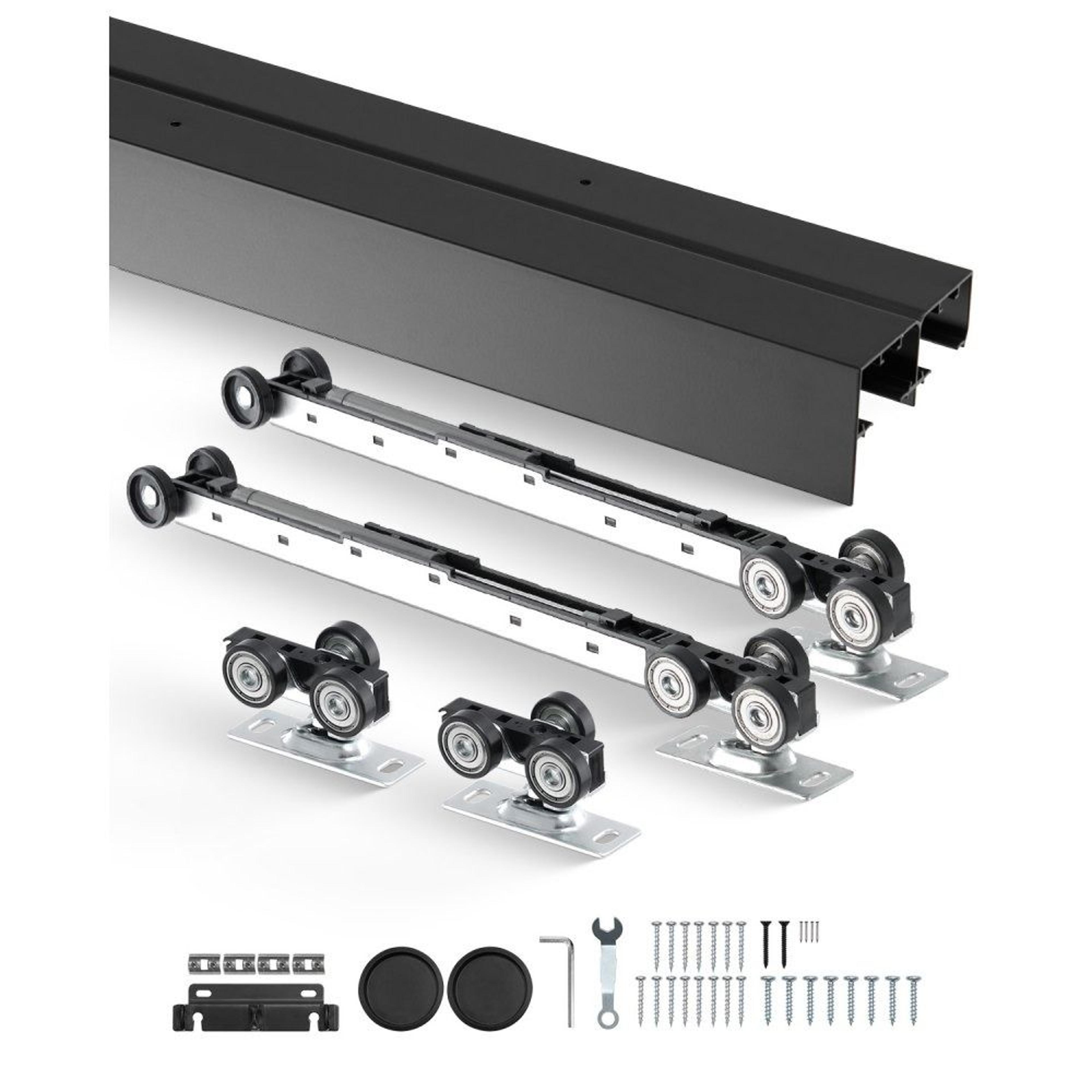 8ft heavy duty bypass sliding door hardware kit for double closet doors