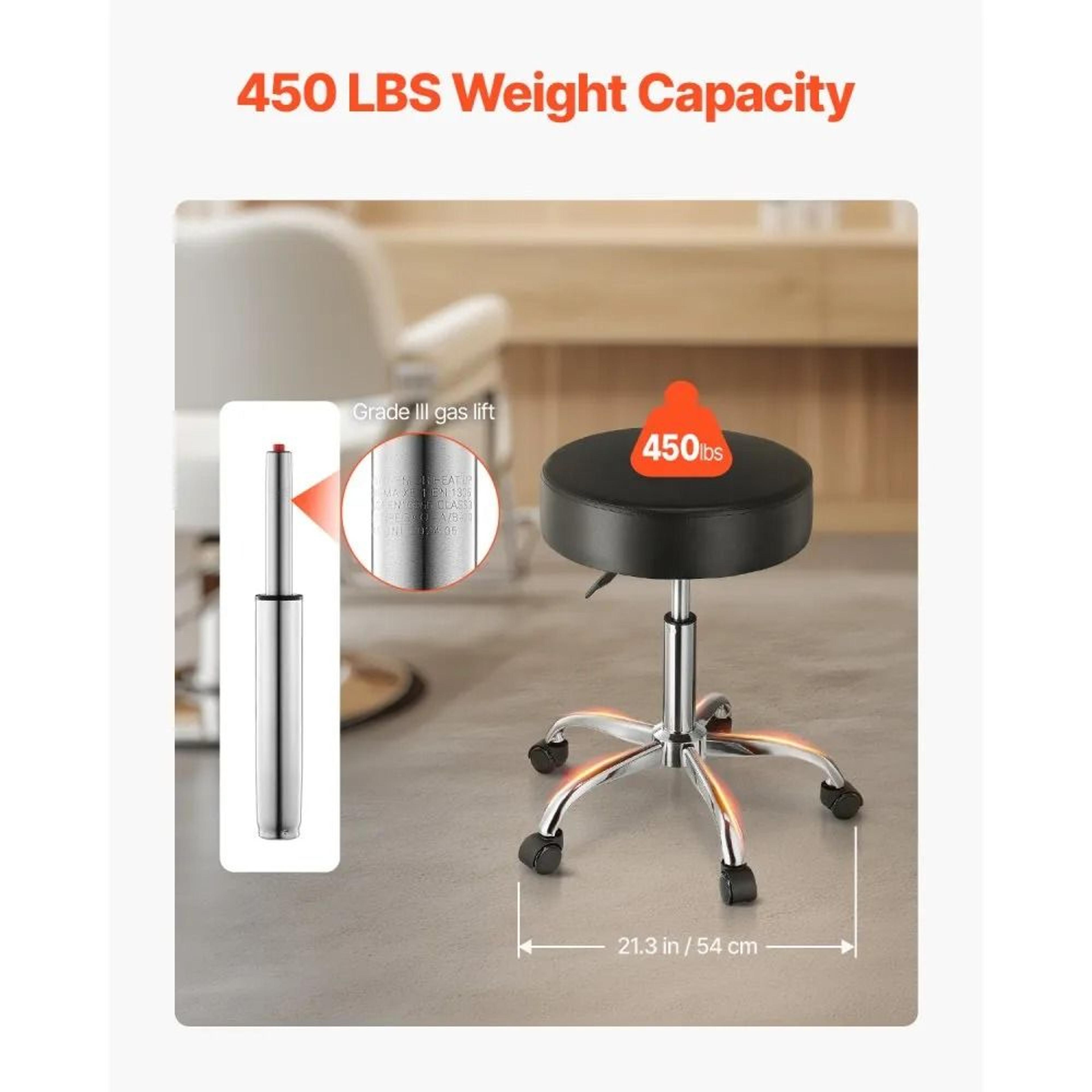 Adjustable Rolling Stool With Wheels 450 Lb Capacity And Padded Swivel Seat 1
