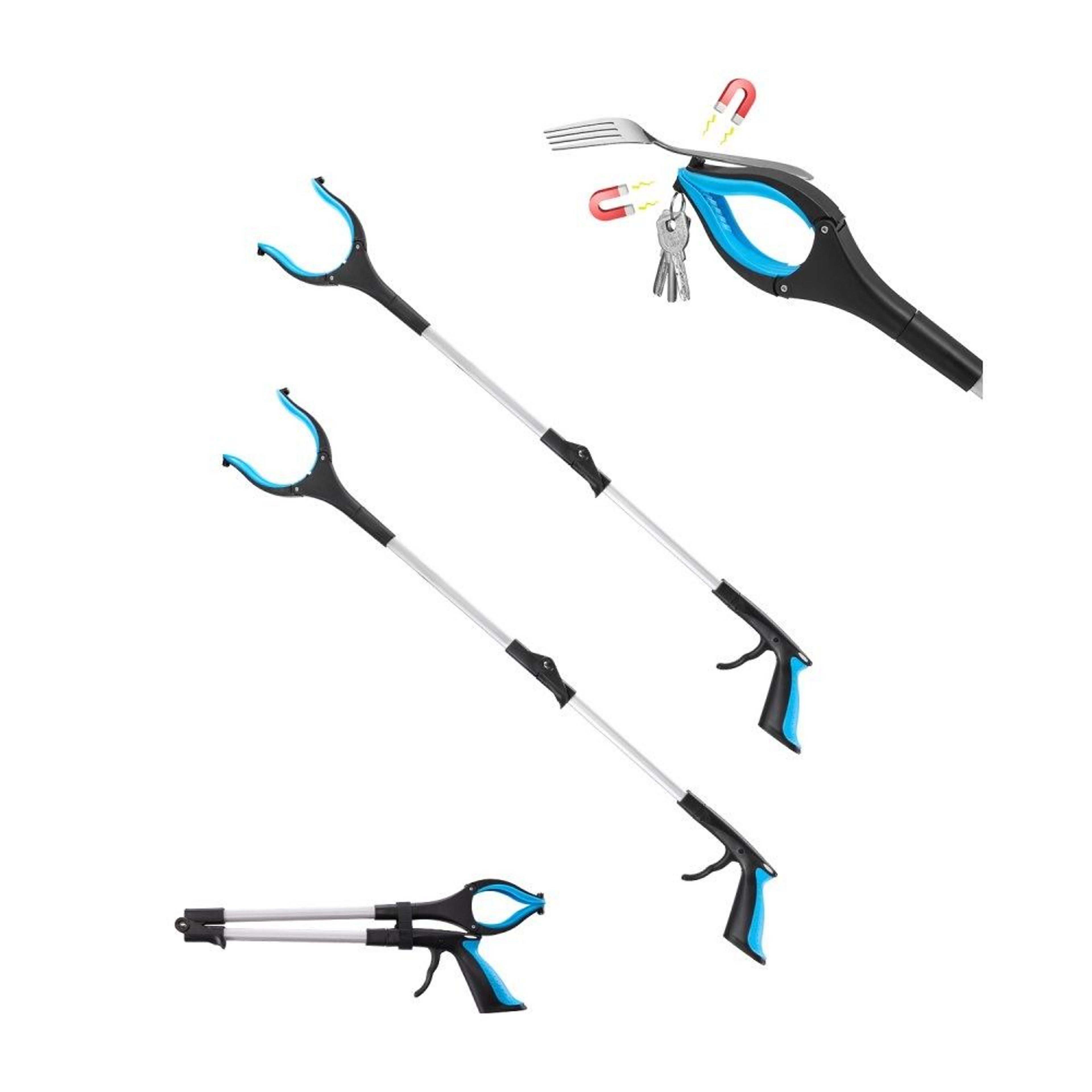 34-inch foldable grabber reacher tool 2-pack with rotating jaw and magnets