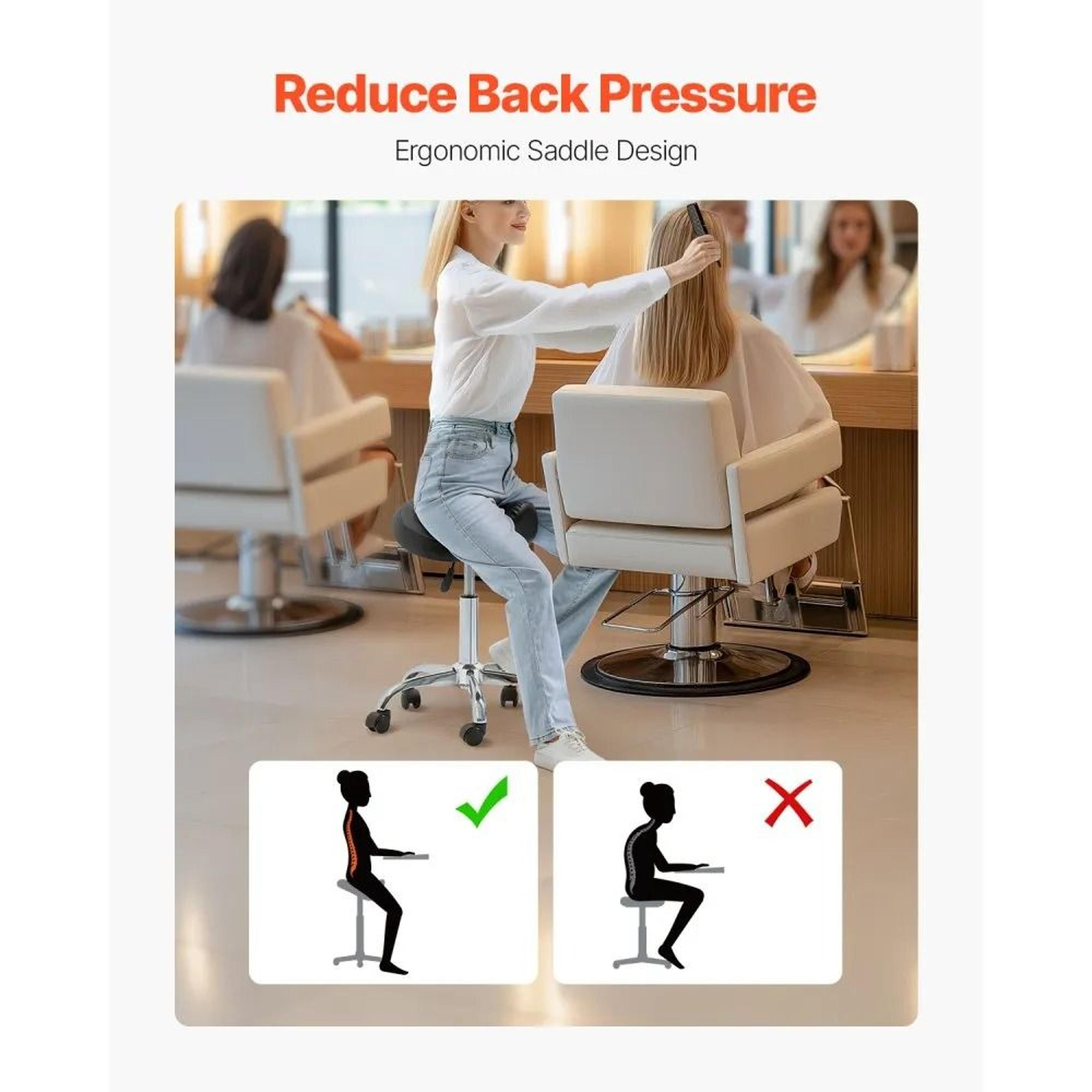 Ergonomic Rolling Saddle Stool With Adjustable Height And 450 Lb Capacity 3