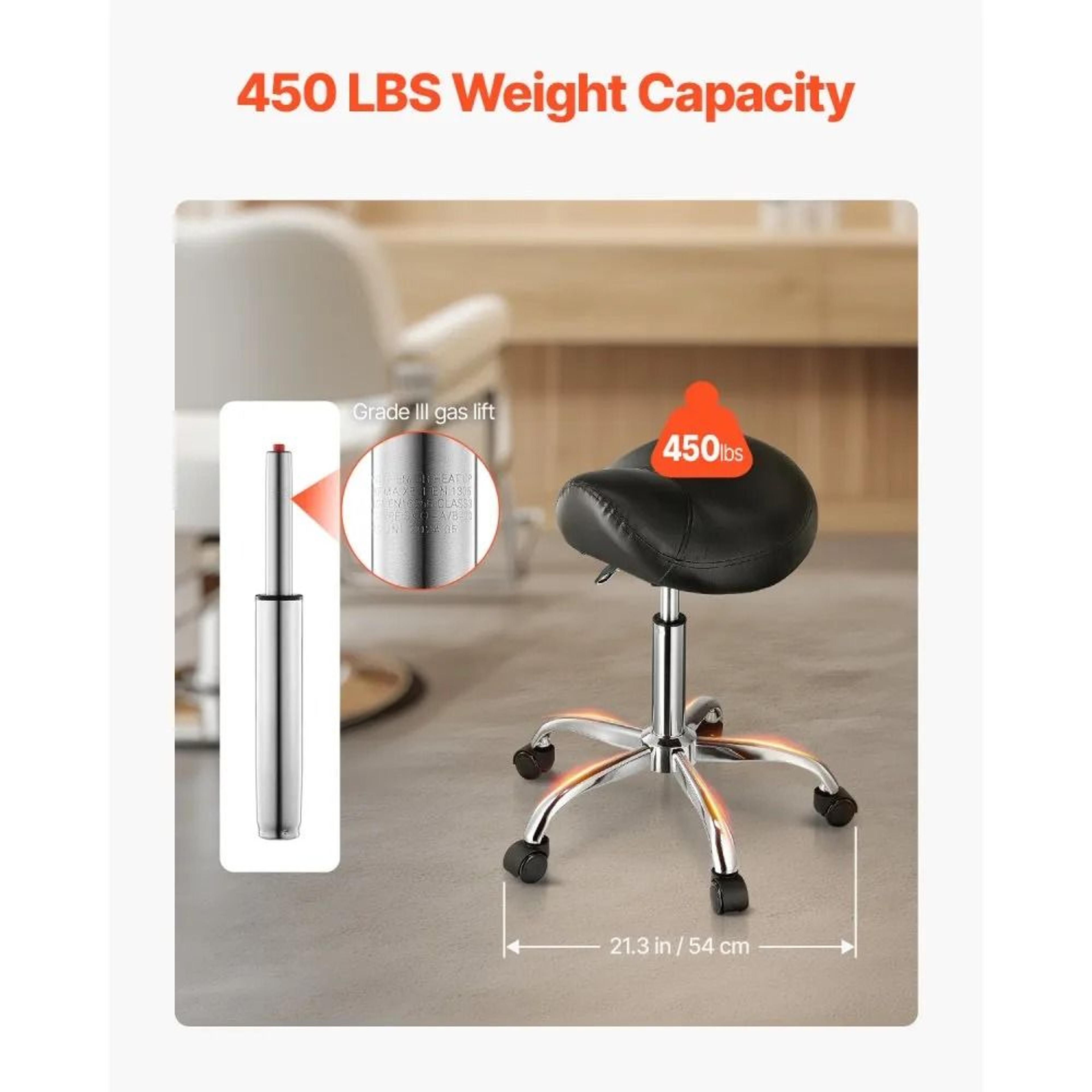 Ergonomic Rolling Saddle Stool With Adjustable Height And 450 Lb Capacity 1