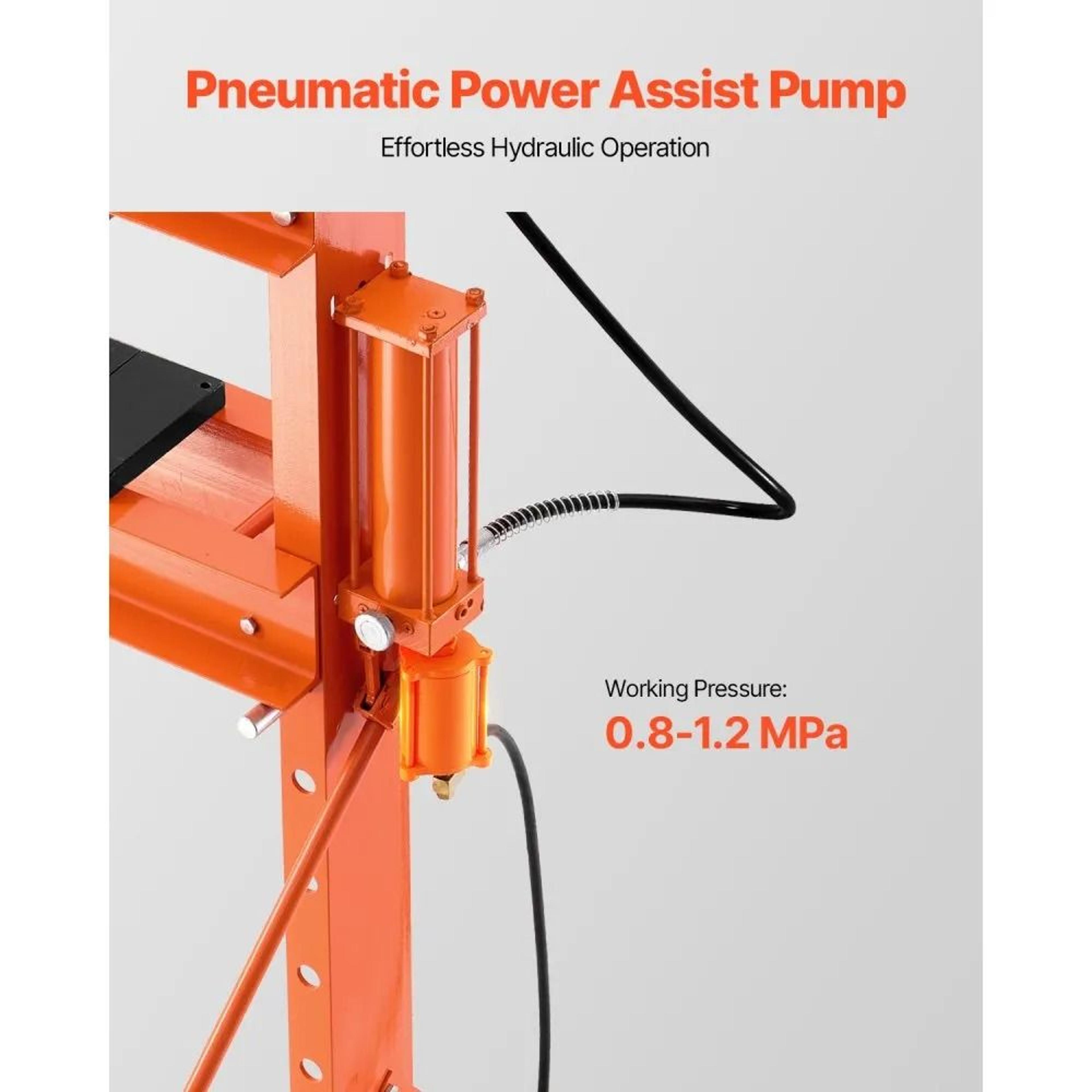 20 Ton Hydraulic Shop Press With Pneumatic Assist And Adjustable HFrame 4