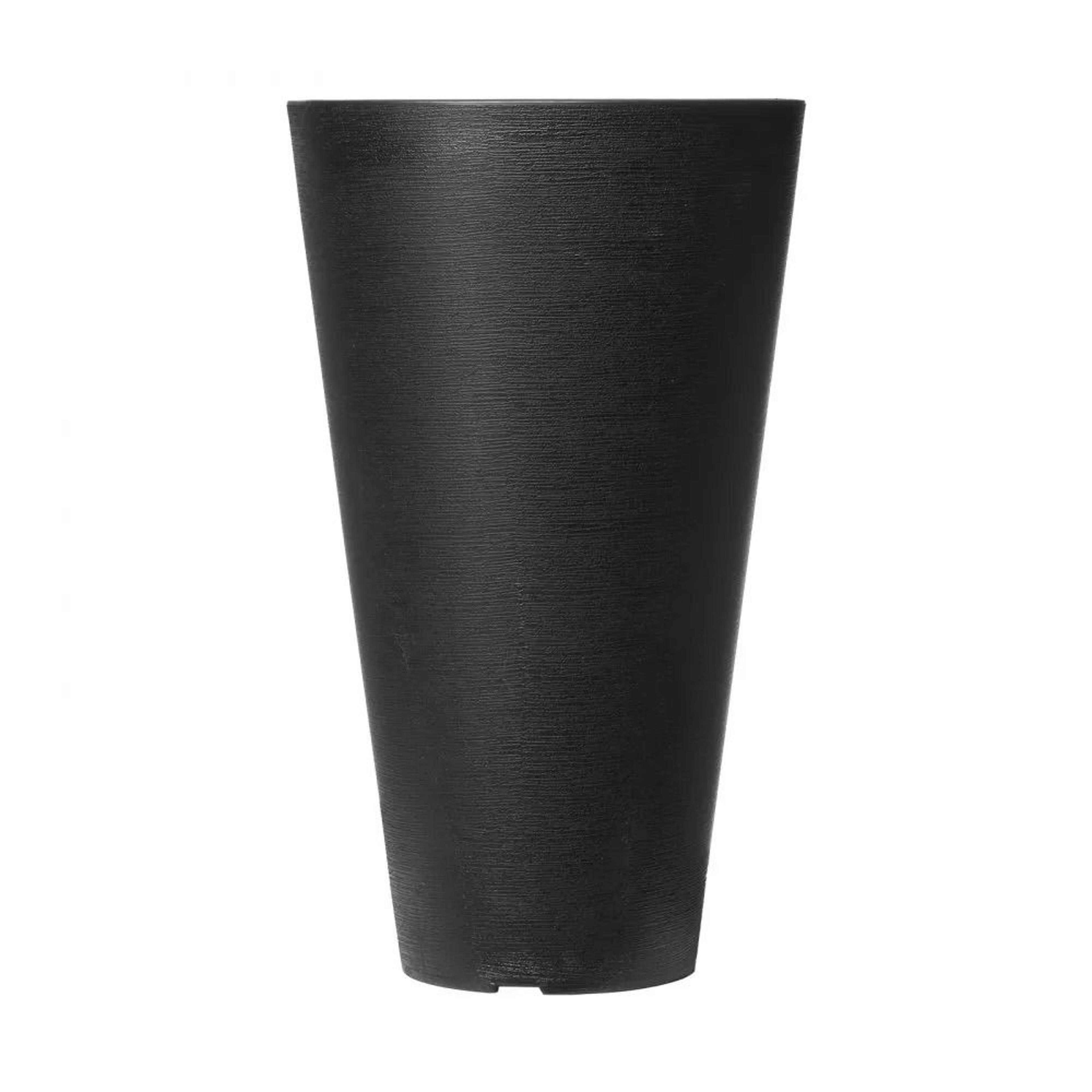 Tall Outdoor Planters Set Of 2  24 Inch Black Tapered Planters With Drainage 6