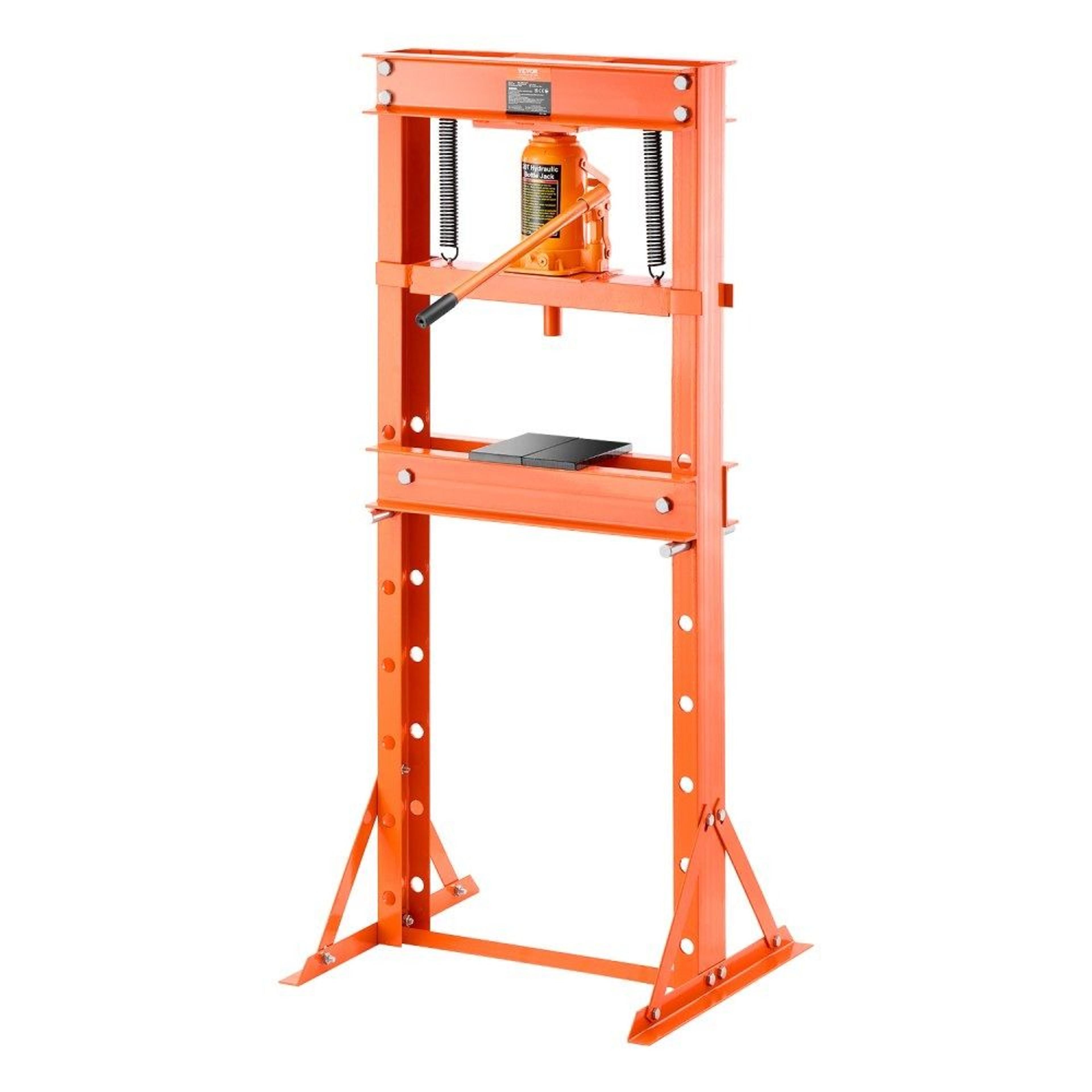 20 ton hydraulic shop press with adjustable h-frame and reinforced steel base