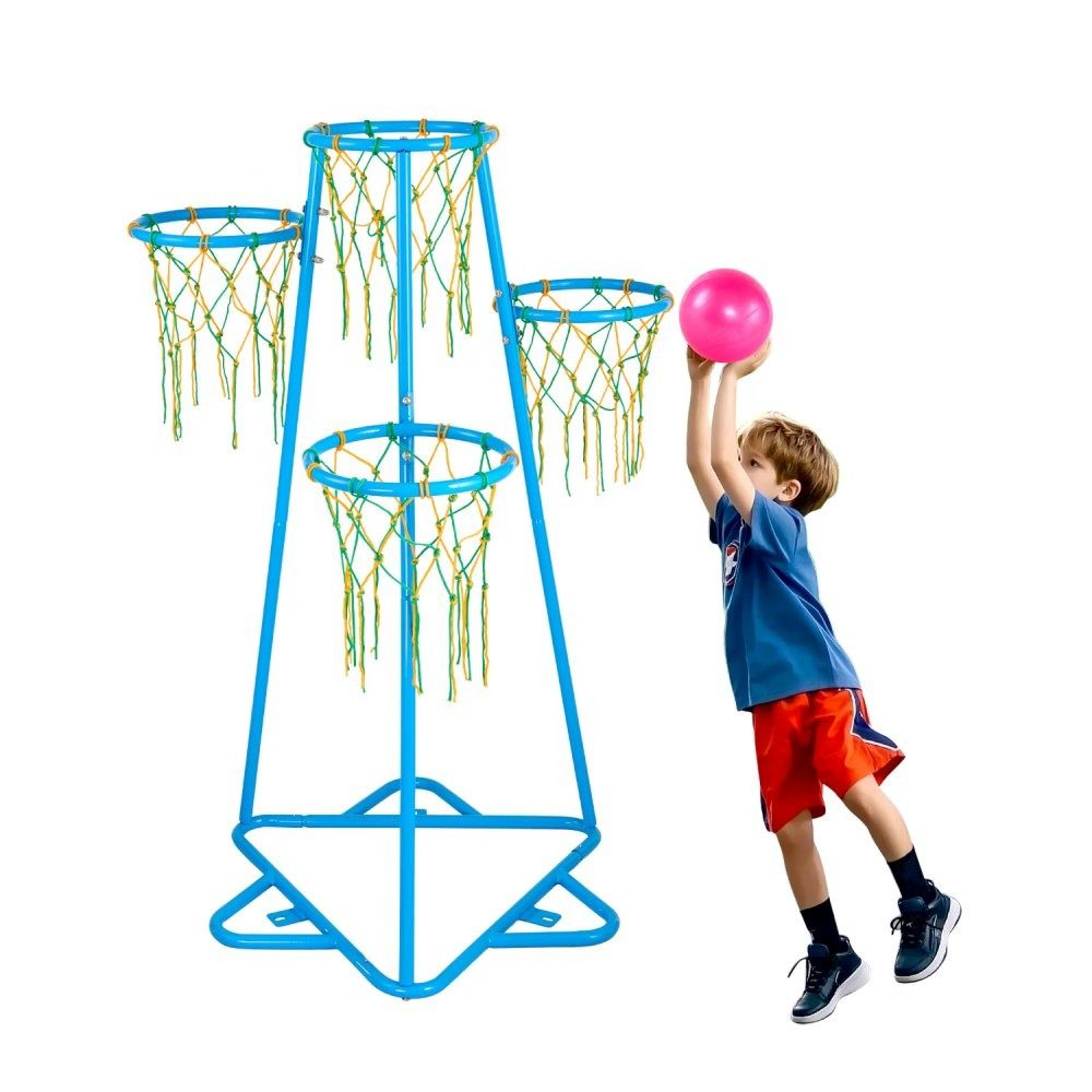 kids basketball hoop with 4 adjustable heights and 3 basketballs