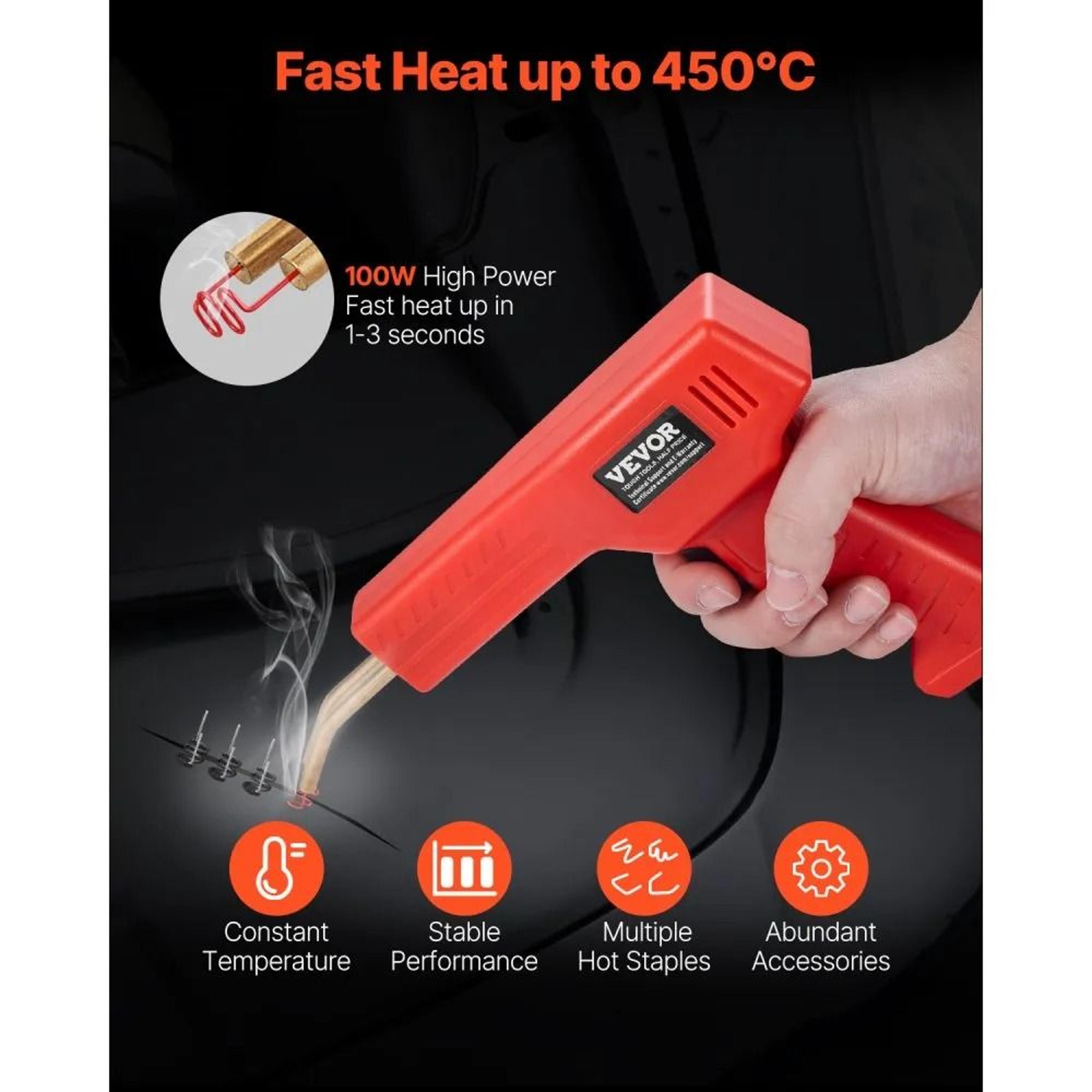 100W Plastic Welder Gun With 800 Hot Staples And LED Light For Plastic Repair 1