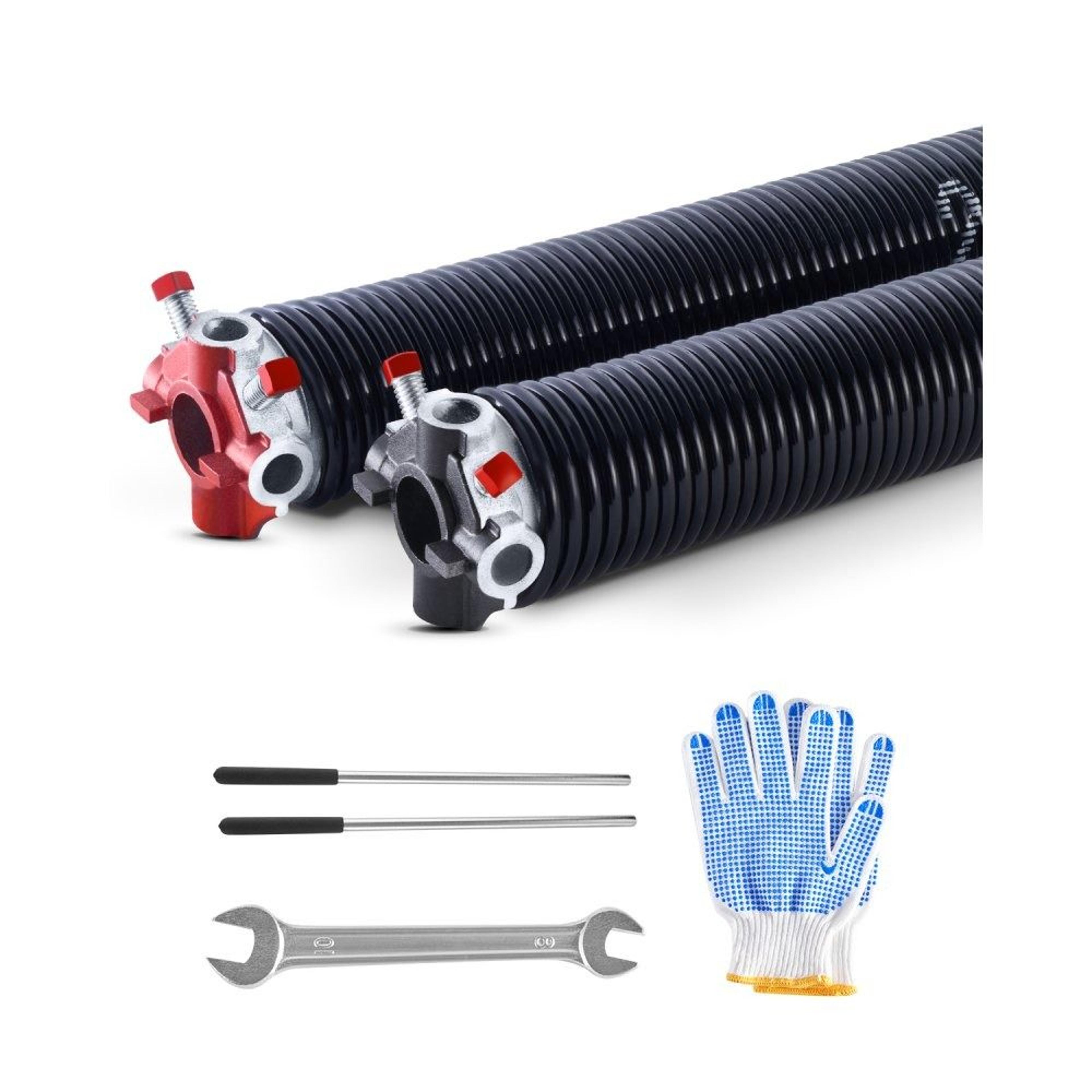 garage door torsion springs 0.225 x 2 x 27 inch pair with winding bars and gloves