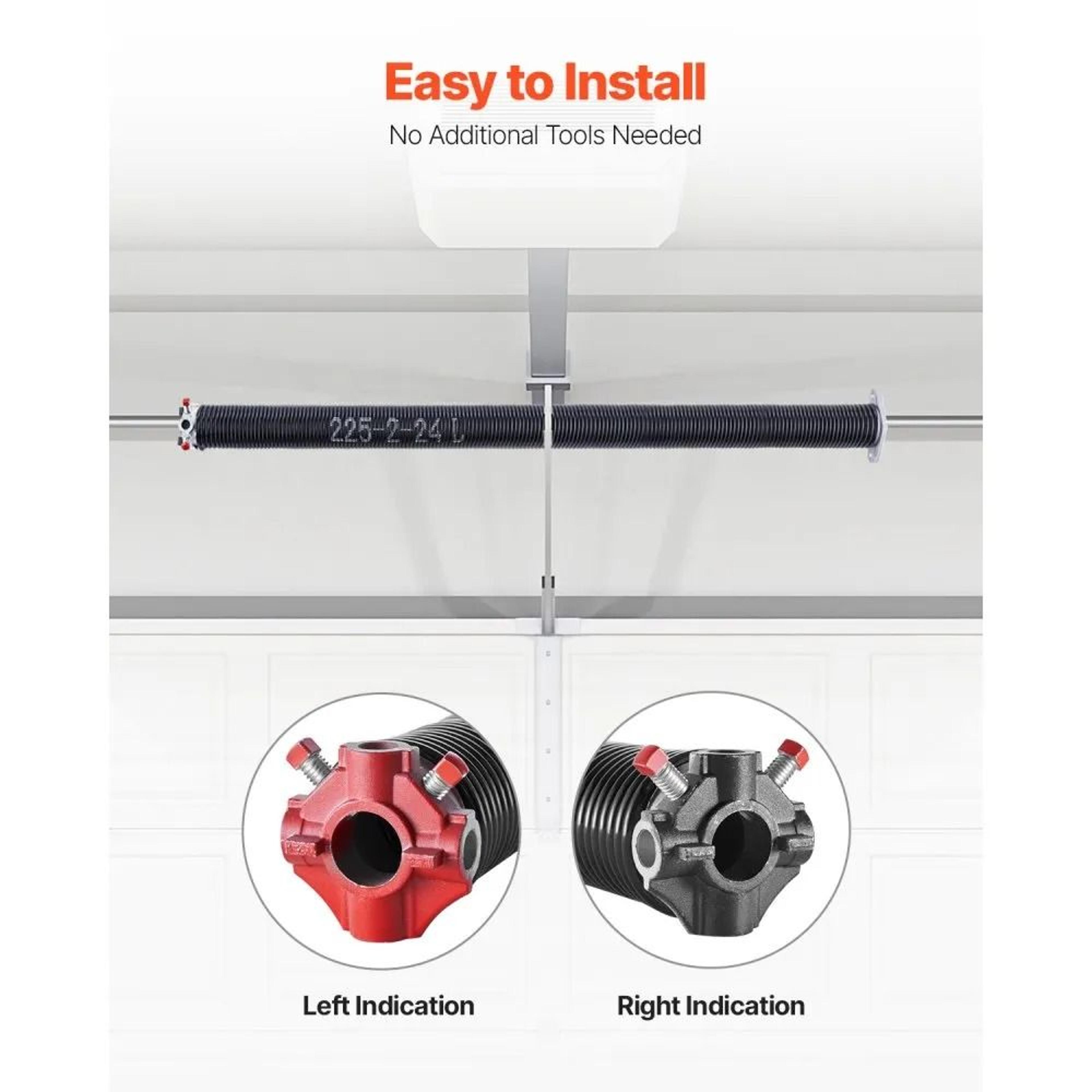 Garage Door Torsion Springs 0225 X 2 X 24 Inch Pair With Winding Bars And Installation Accessories 3