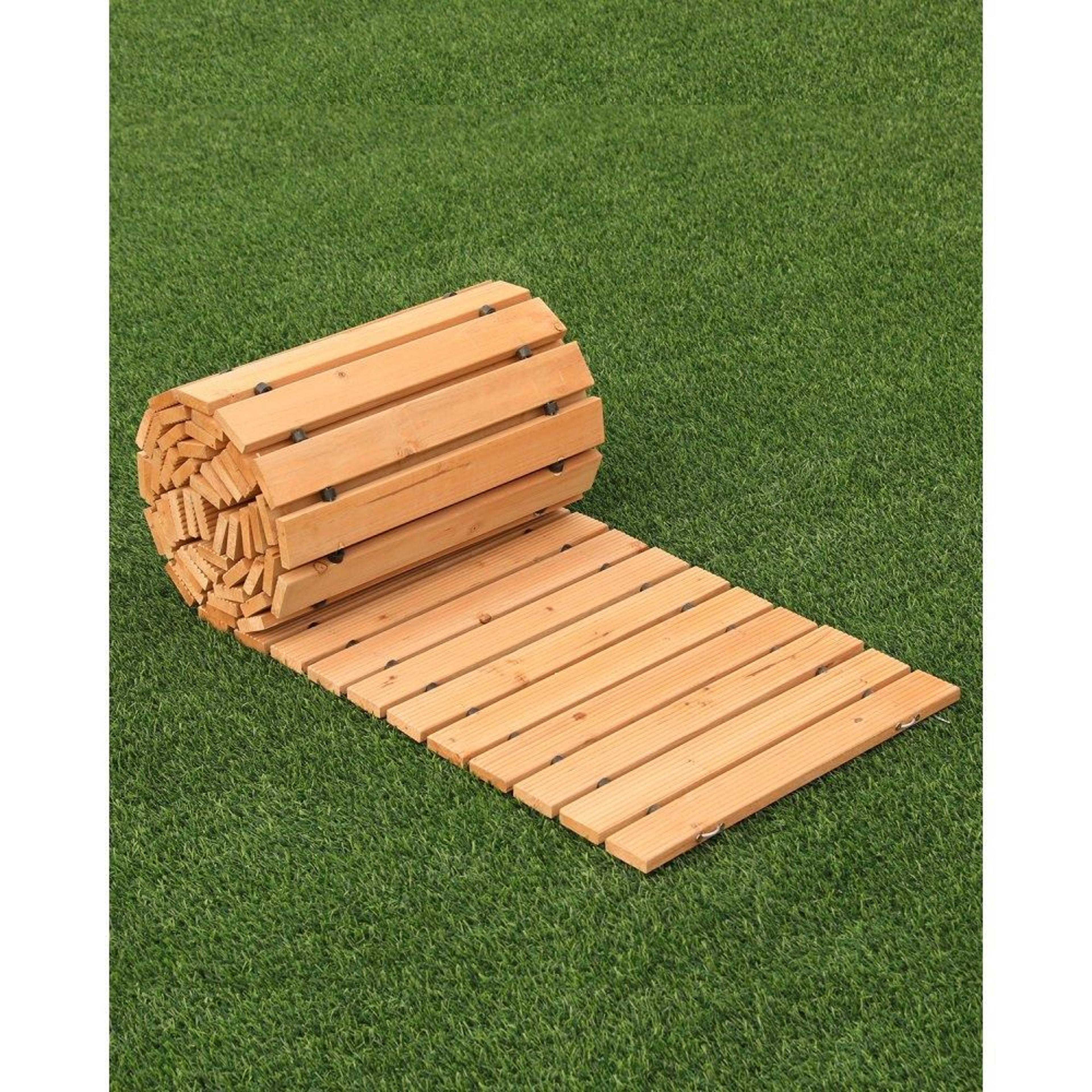 wooden garden pathway 12 ft roll out cedar walkway with non-slip surface