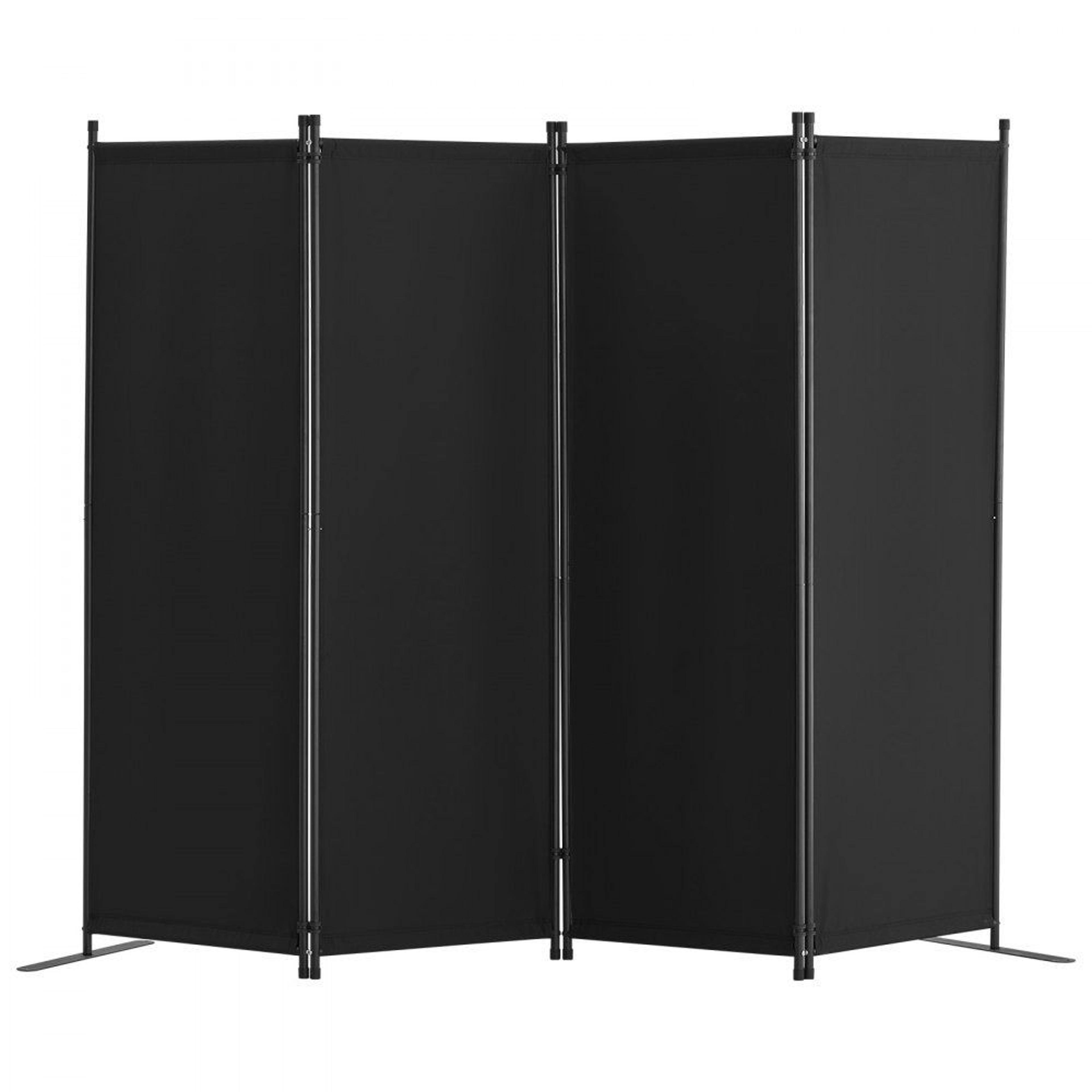 4 panel folding room divider with freestanding privacy screen in black