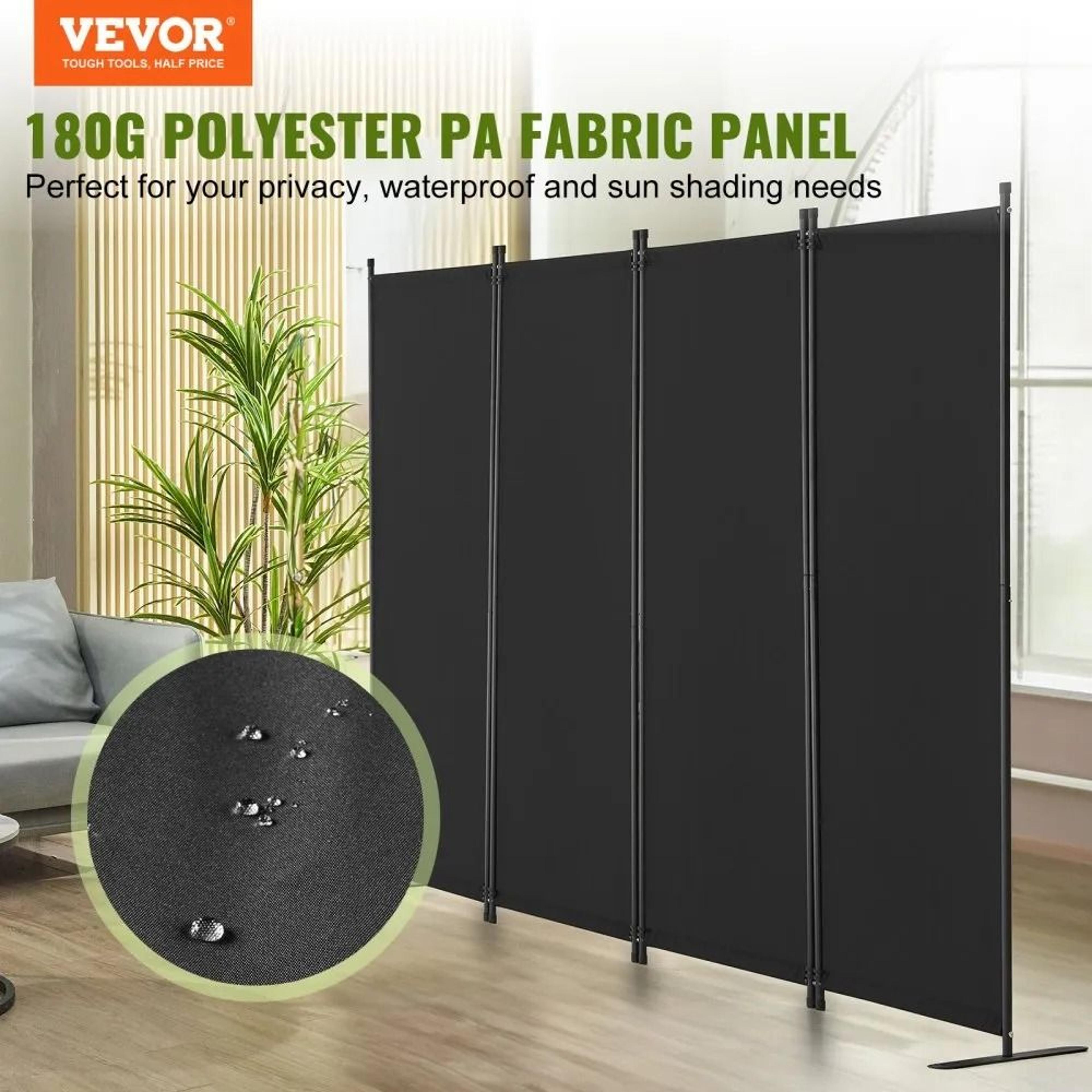 4 Panel Folding Room Divider With Freestanding Privacy Screen In Black 3