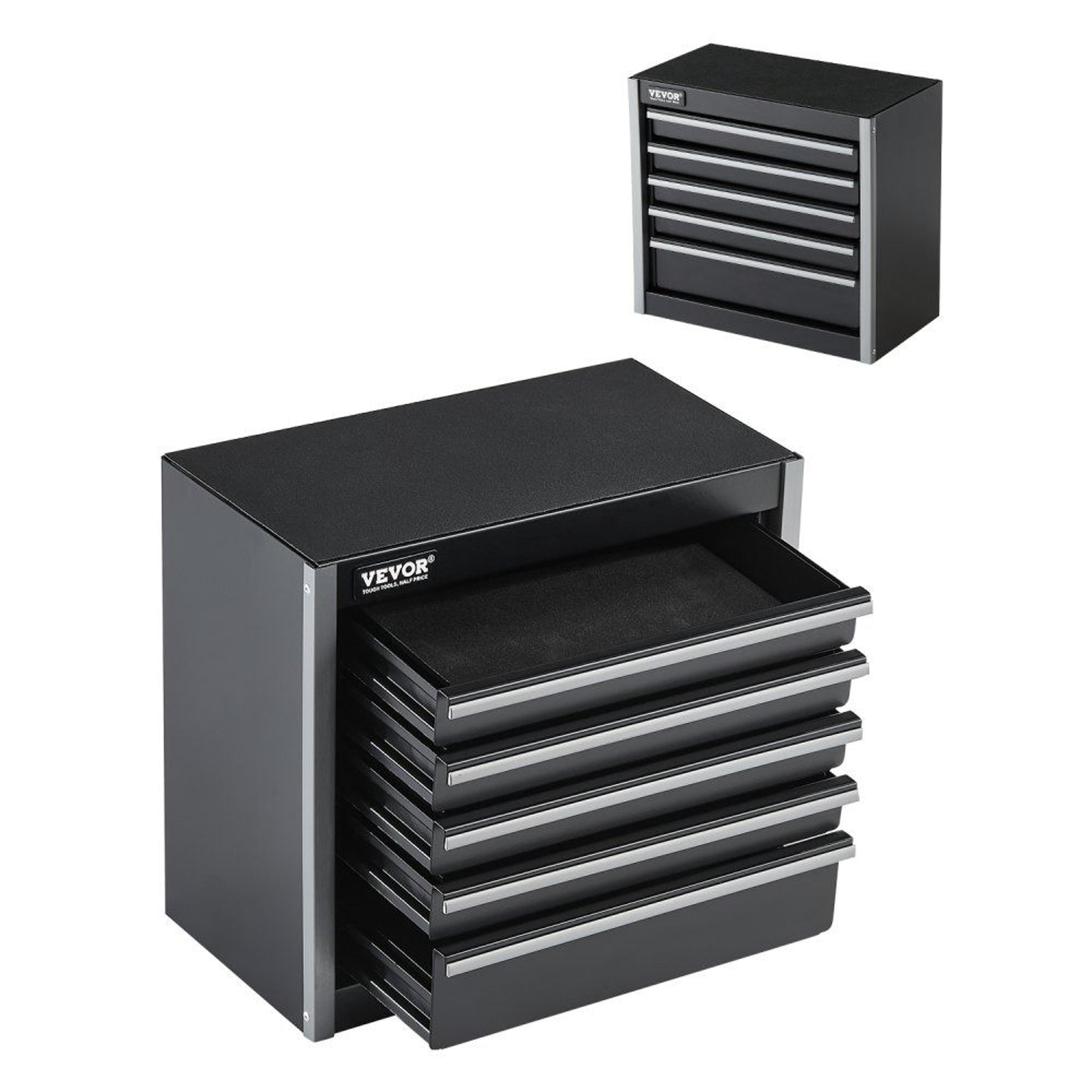 mini metal tool box with 5 drawers and steel construction black