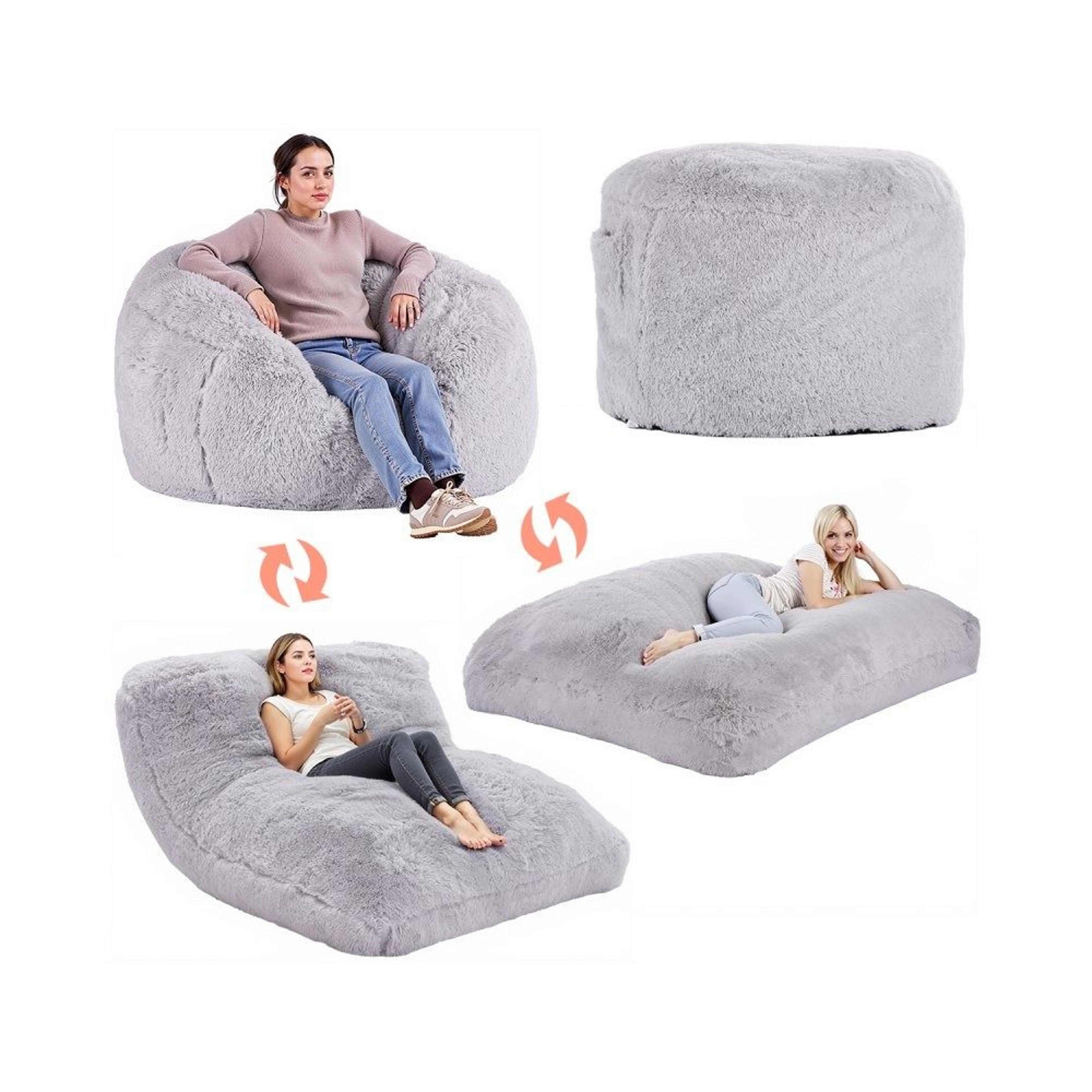 convertible bean bag chair bed with memory foam and washable plush cover