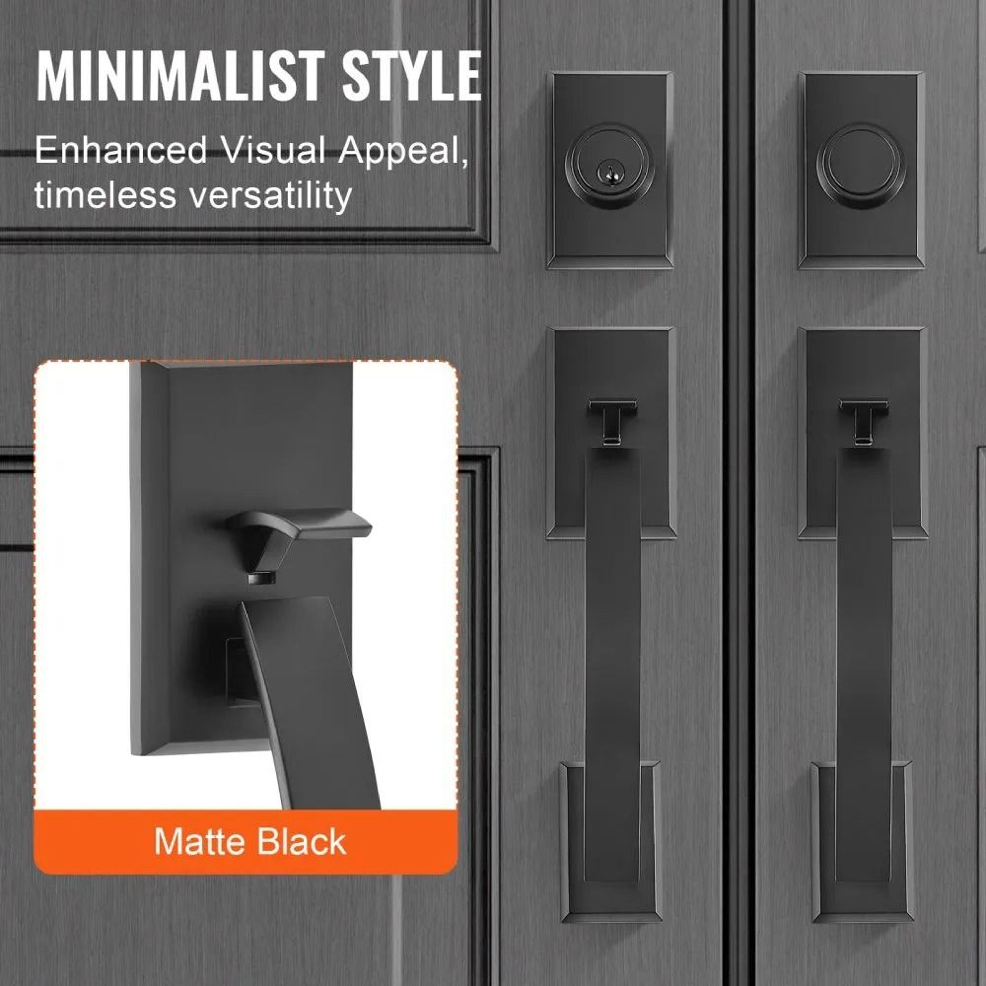 Double Door Handle Set With Matte Black Arched Levers And Reversible Locking Design 1