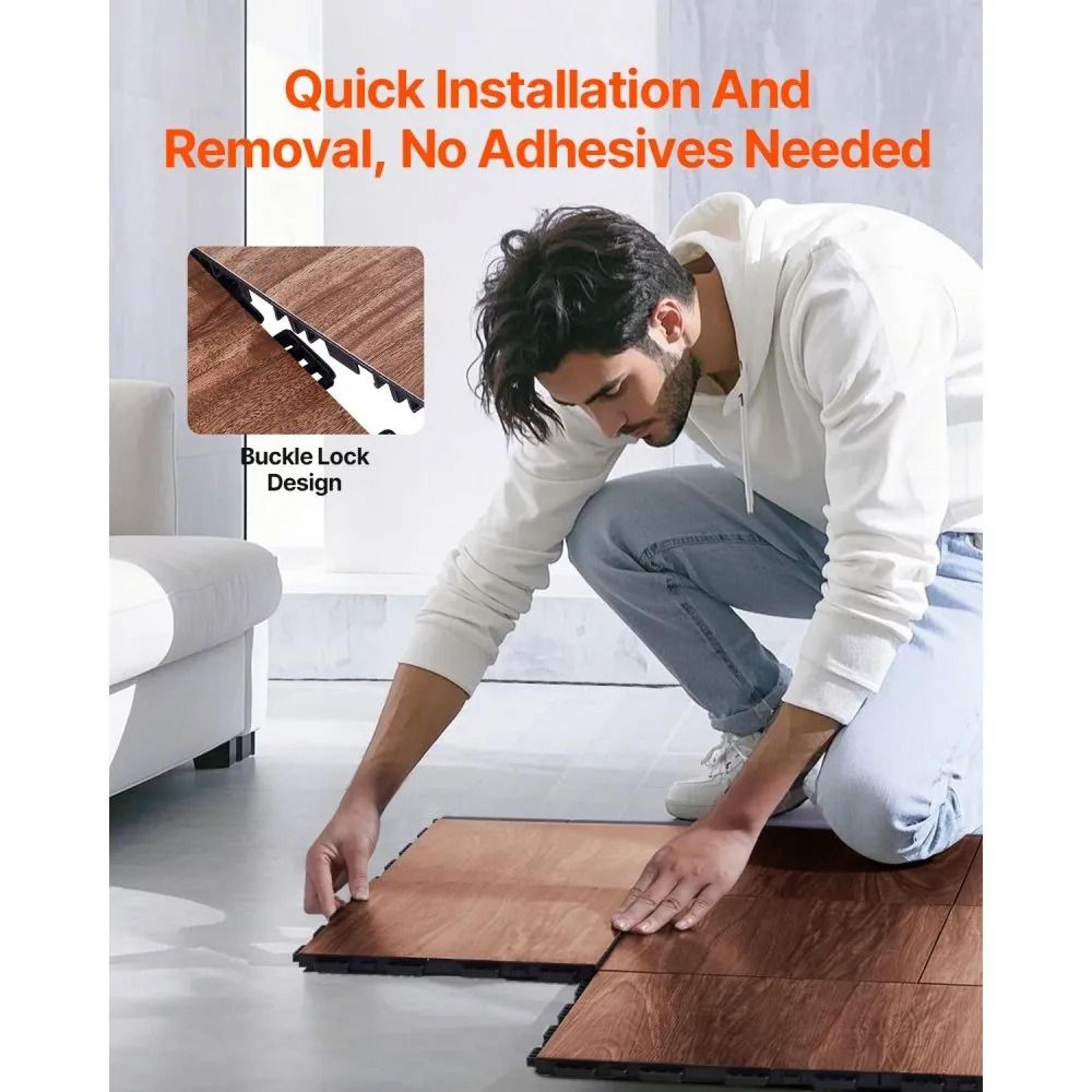 Interlocking Dance Floor Tiles 25Piece Portable Dance Practice Flooring With Oak Wood Grain 3