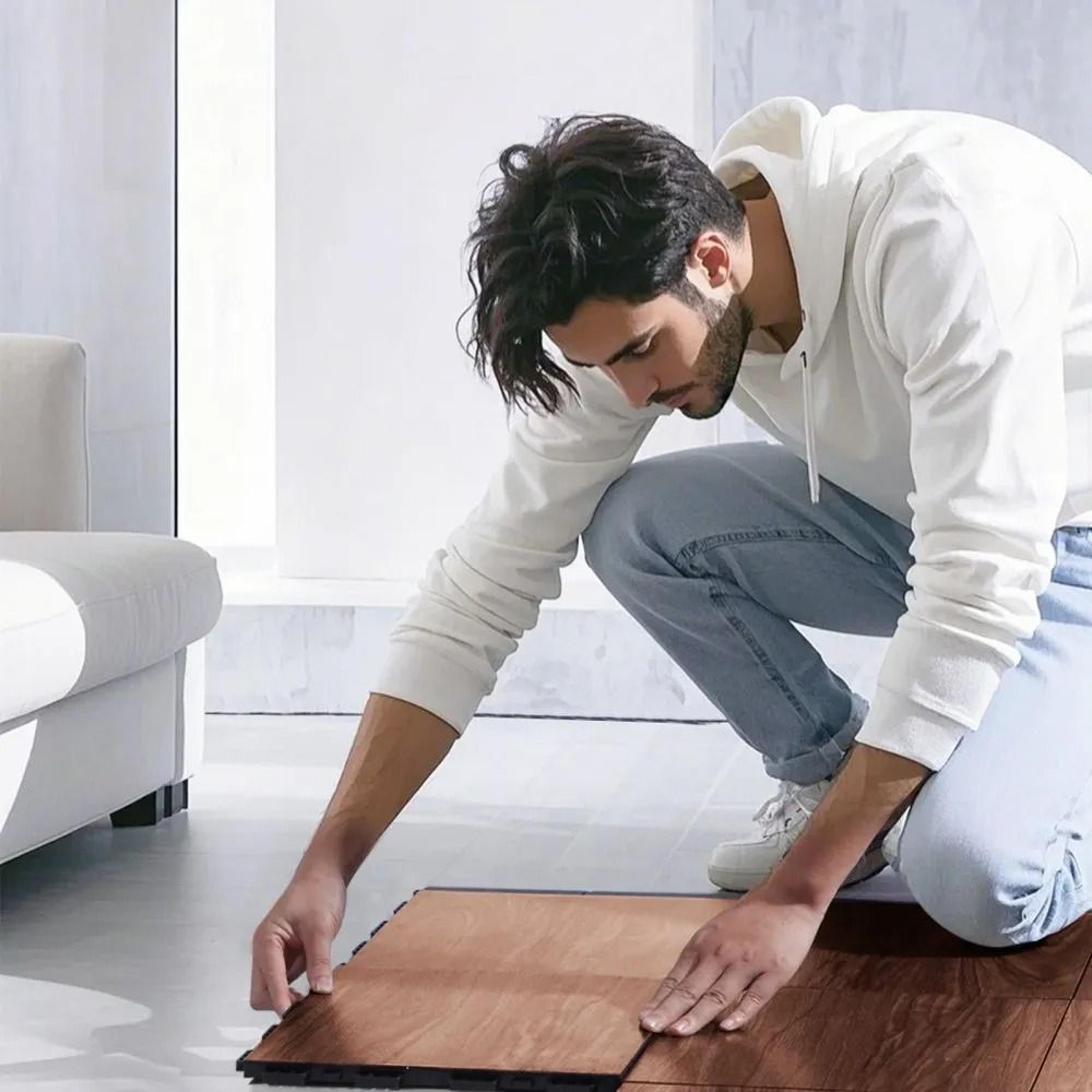 Interlocking Dance Floor Tiles 25Piece Portable Dance Practice Flooring With Oak Wood Grain 6
