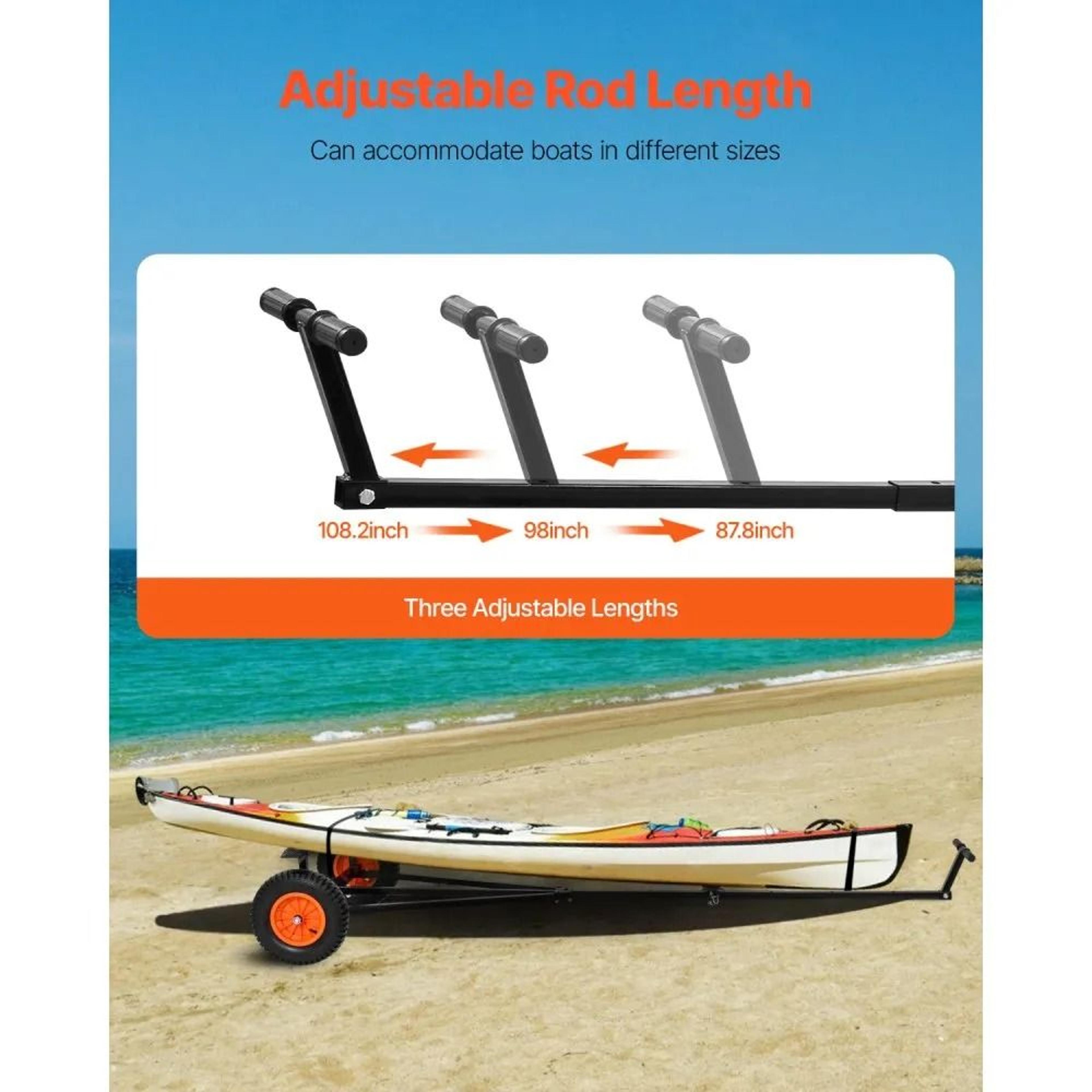 Boat Trailer Dolly With 420 Lb Capacity And Adjustable Handle With Pneumatic Tires 5