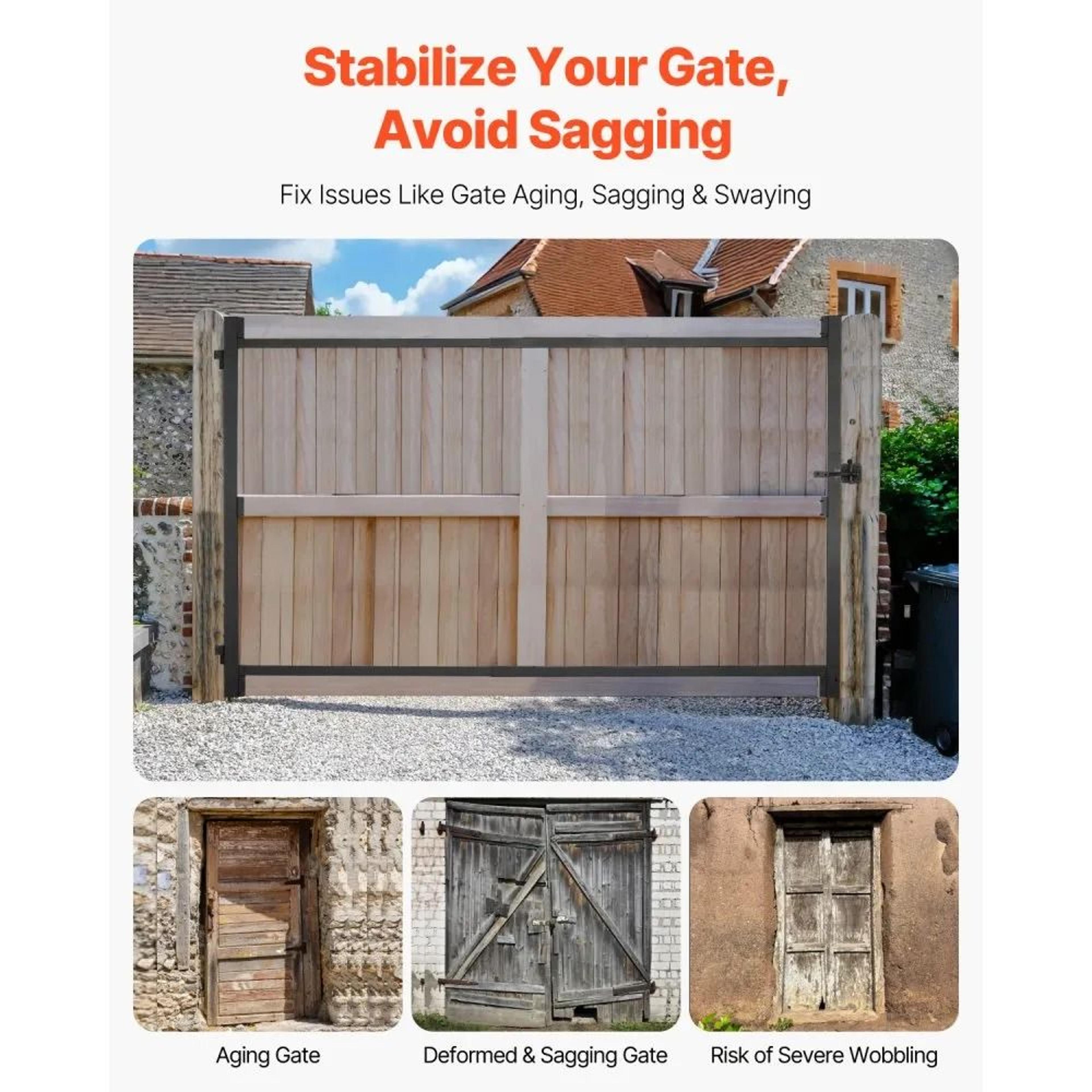 Adjustable Gate Building Kit With AntiSag Iron Frame And Latch Lock For 3660 Inch Gates 1