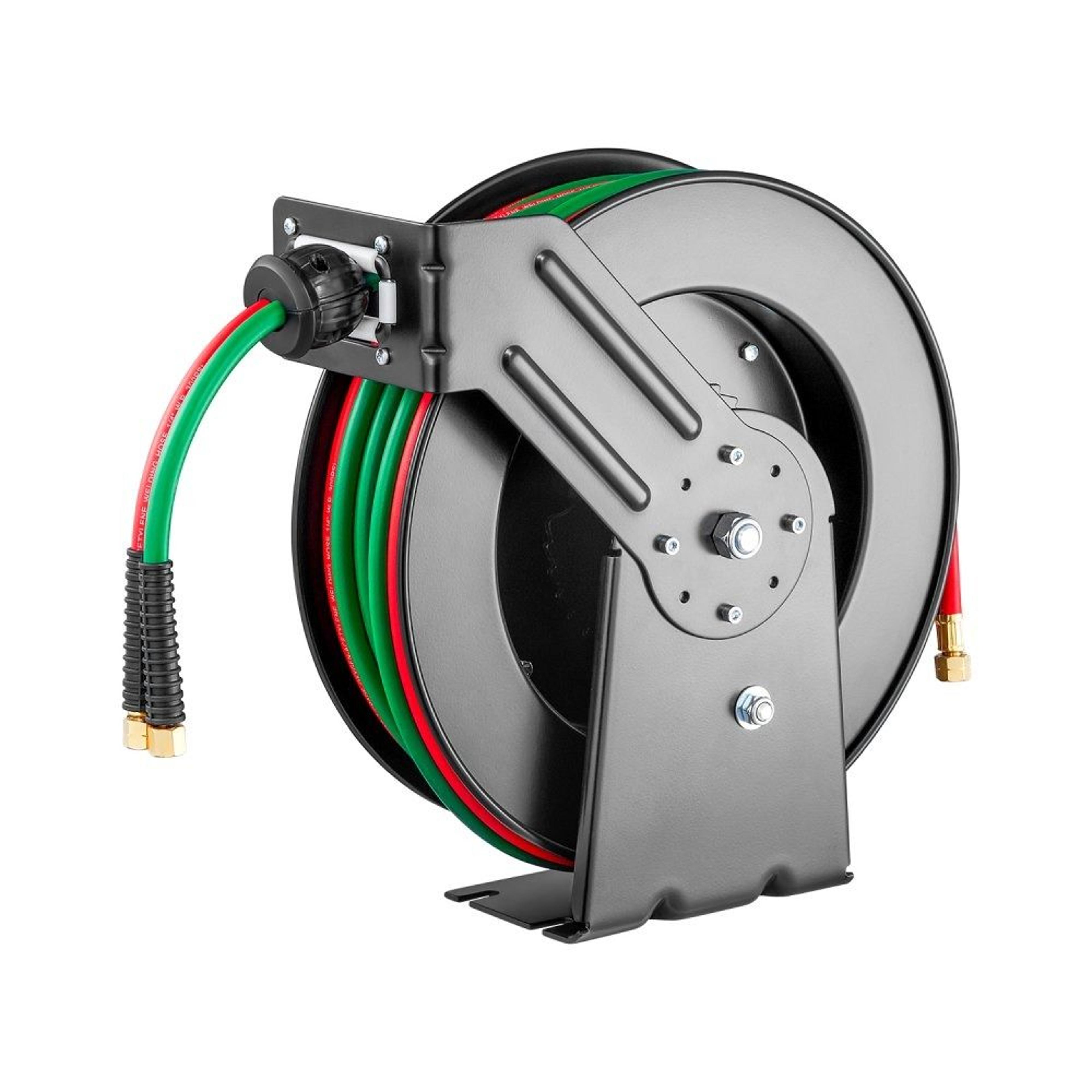 retractable welding hose reel with 50ft twin oxygen acetylene hose and auto rewind