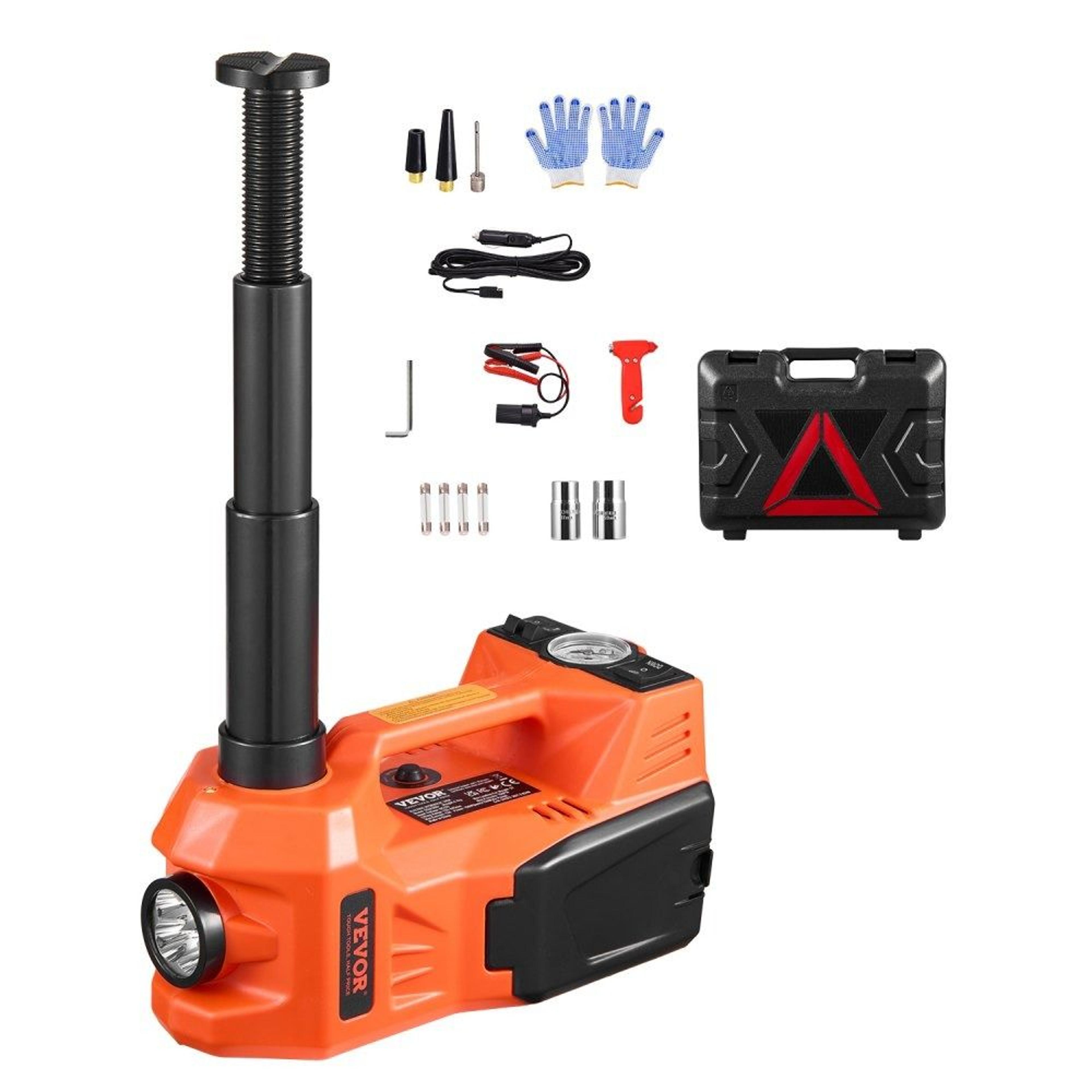 5 ton electric car jack with built-in tire inflator and led light 12v portable kit