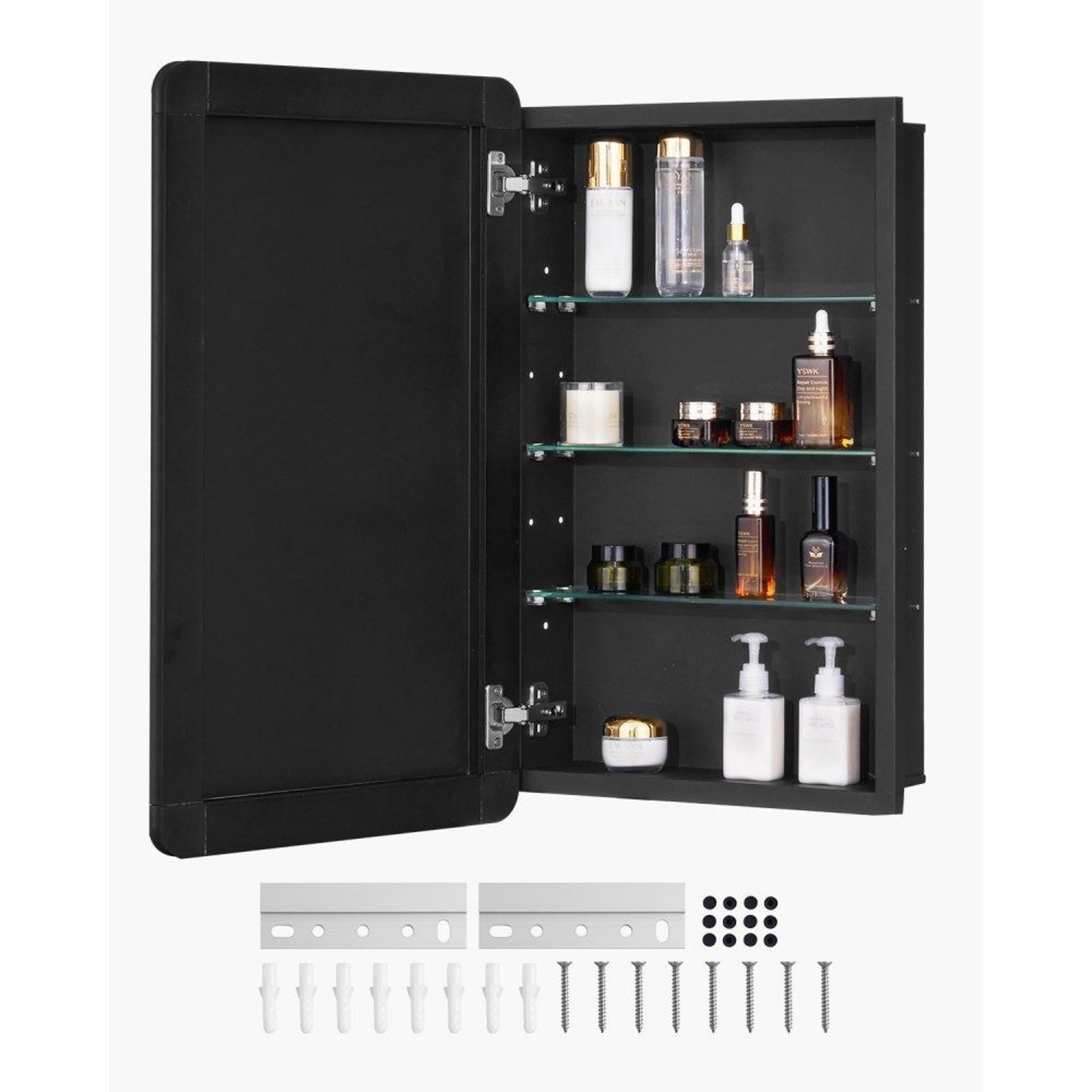 medicine cabinet with mirror 16.5 x 27.5 inch with 3 adjustable glass shelves