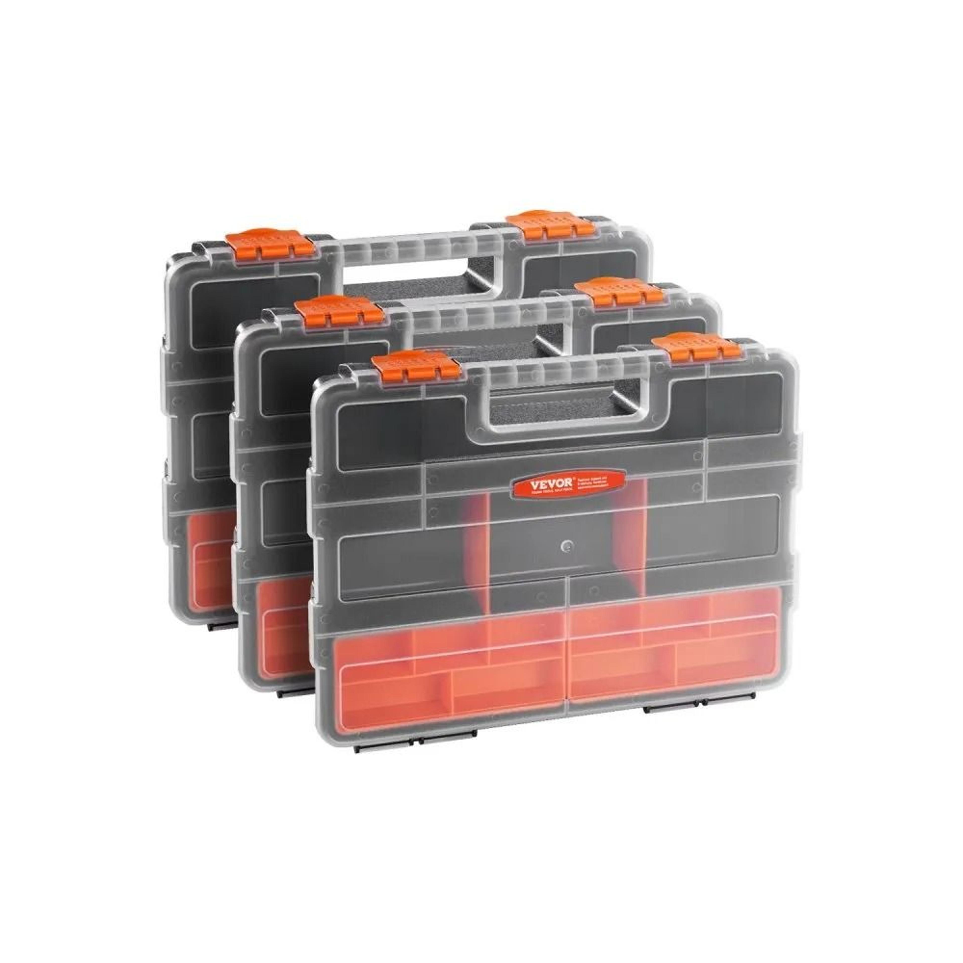 3-pack small parts organizer boxes with 21 compartments and removable dividers